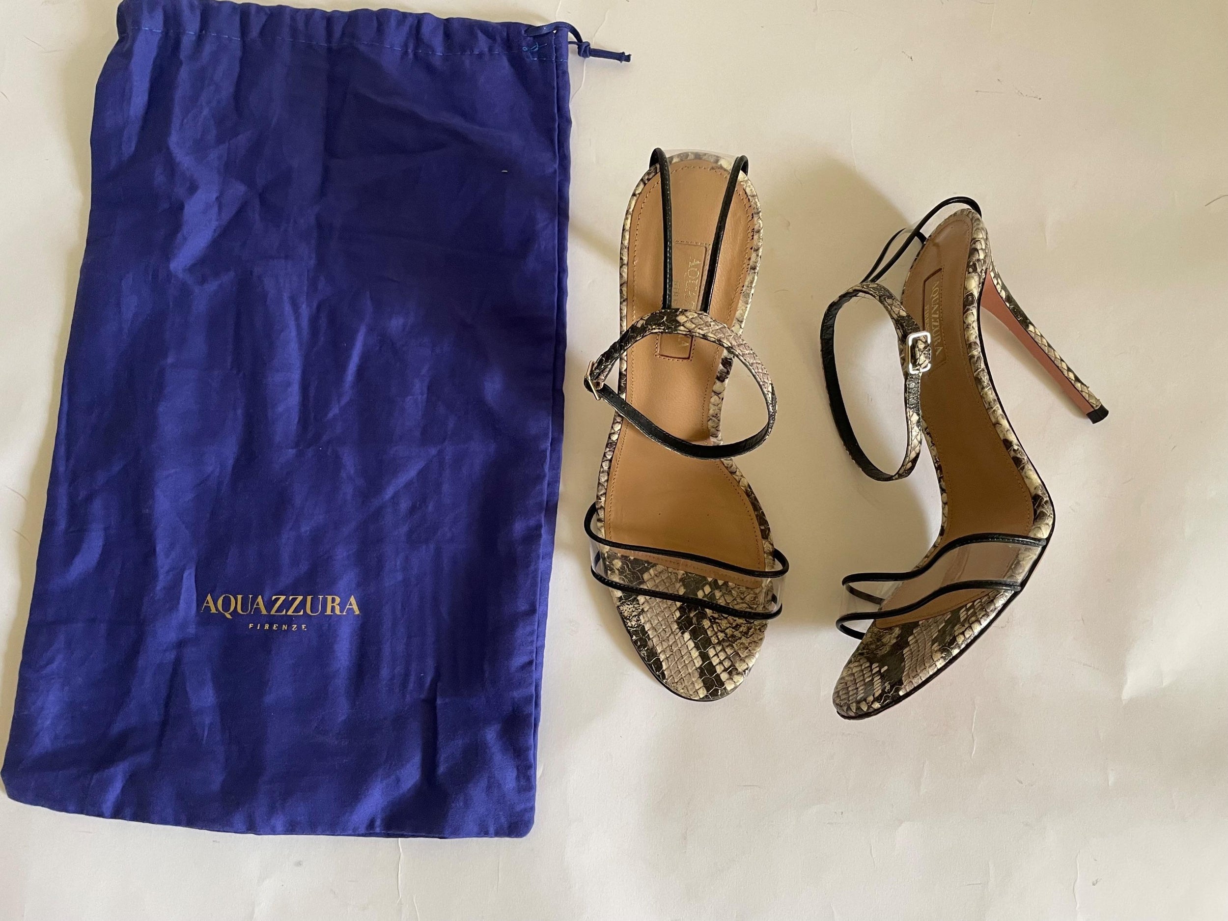 Snake Embossed Leather & PVC Sandals