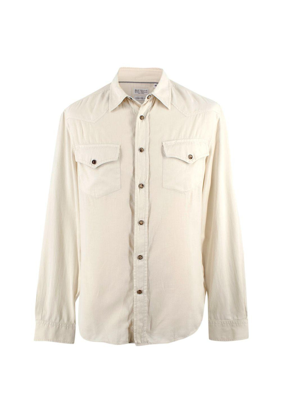 Brunello Cucinelli Cream Button-down Cotton Shirt