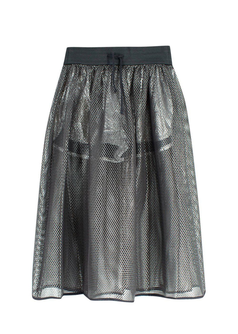 Dior Fall 2021 Metallic Silver Mesh Midi Skirt