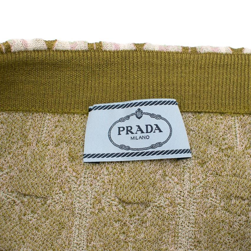 Prada green jacquard floral midi skirt