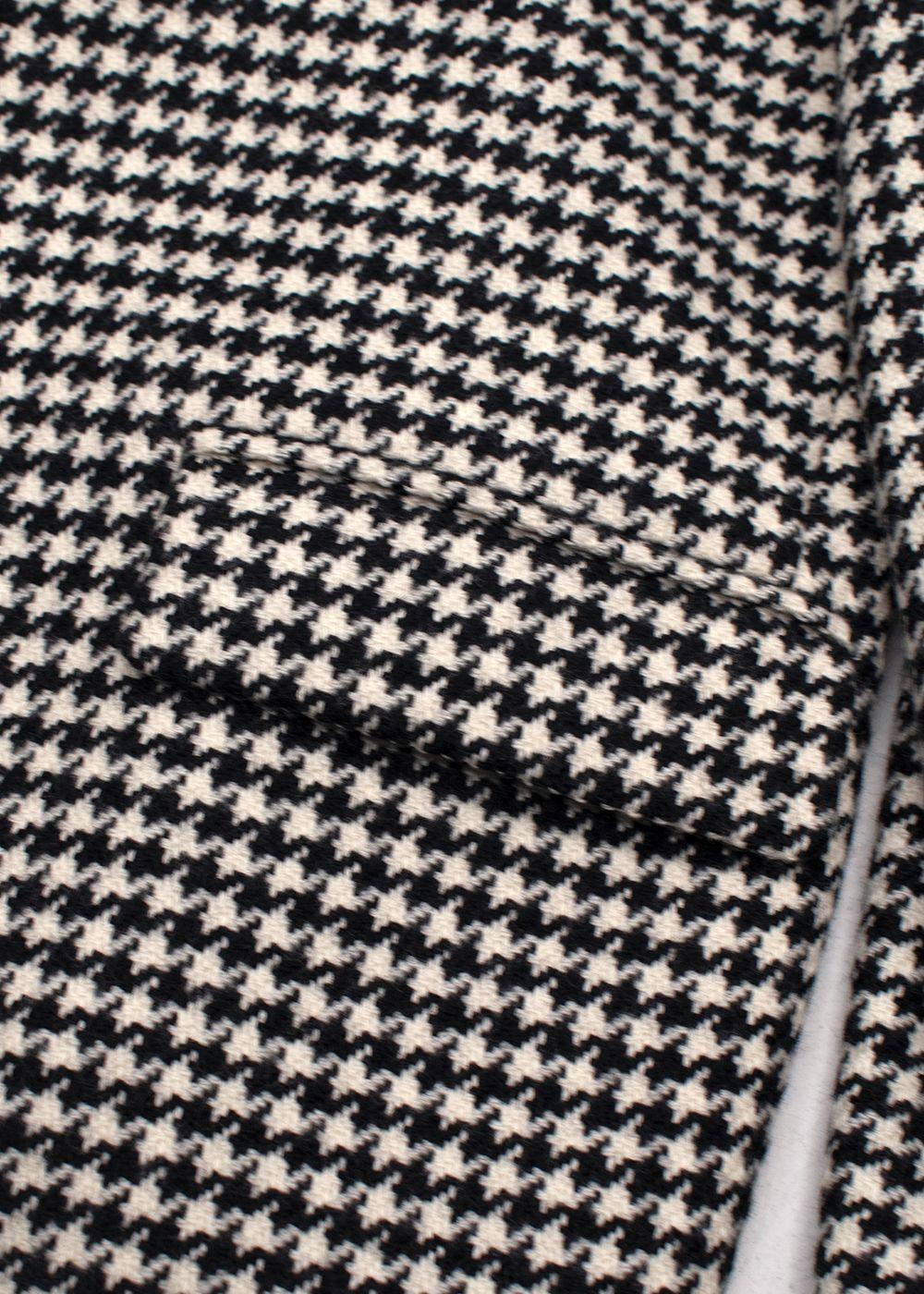 MaxMara Black And White Houndstooth Single Breasted Wool Blazer
