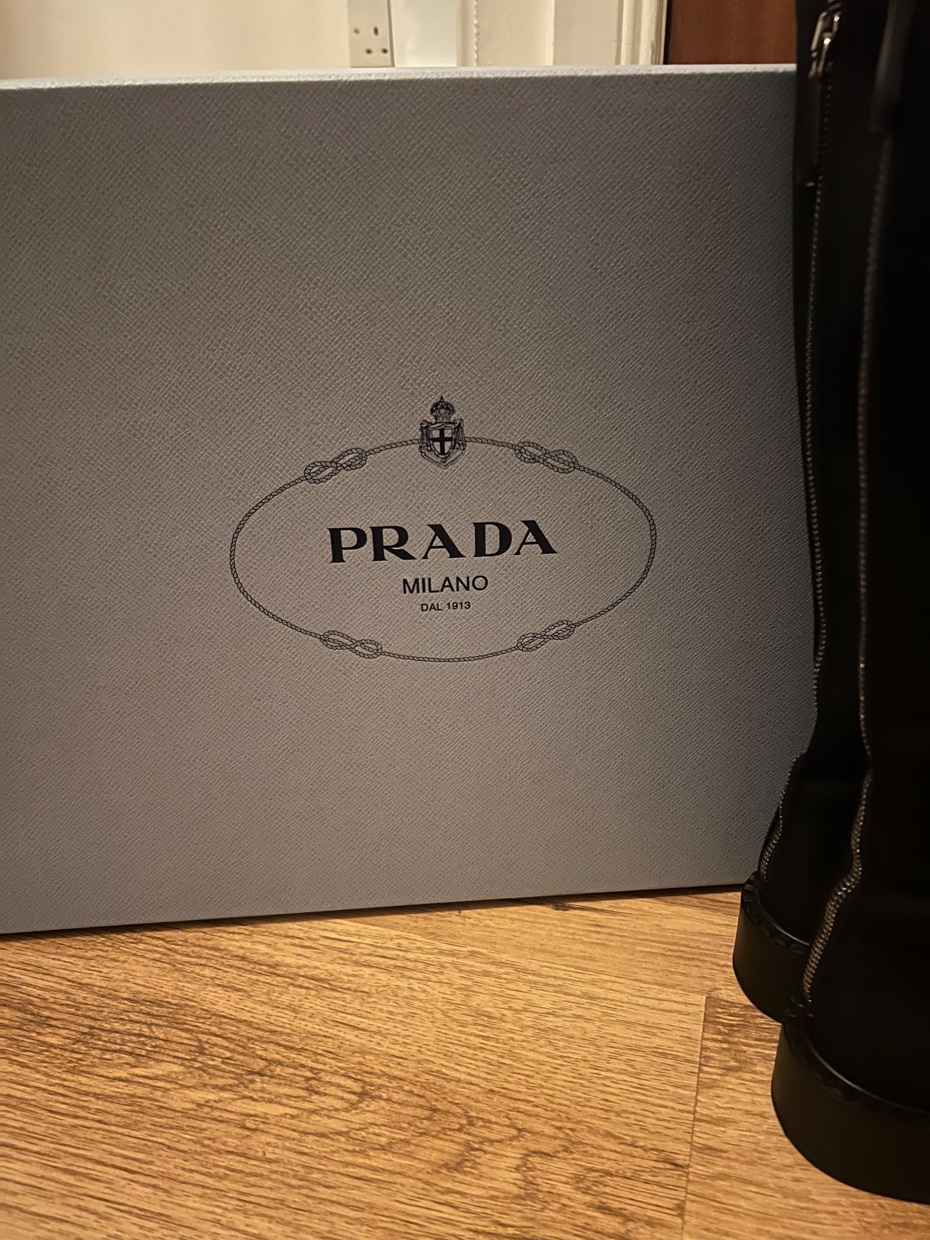 Prada Black Knee High Combat Boots