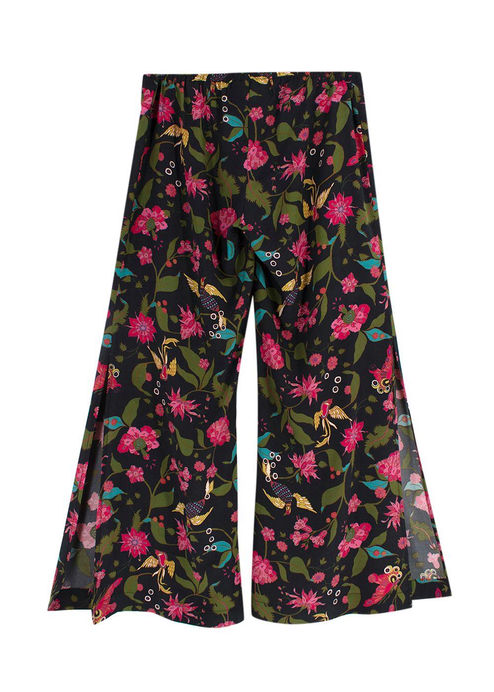 Figue Ipanema Floral-print Silk Crepe De Chine Wide-leg Pants