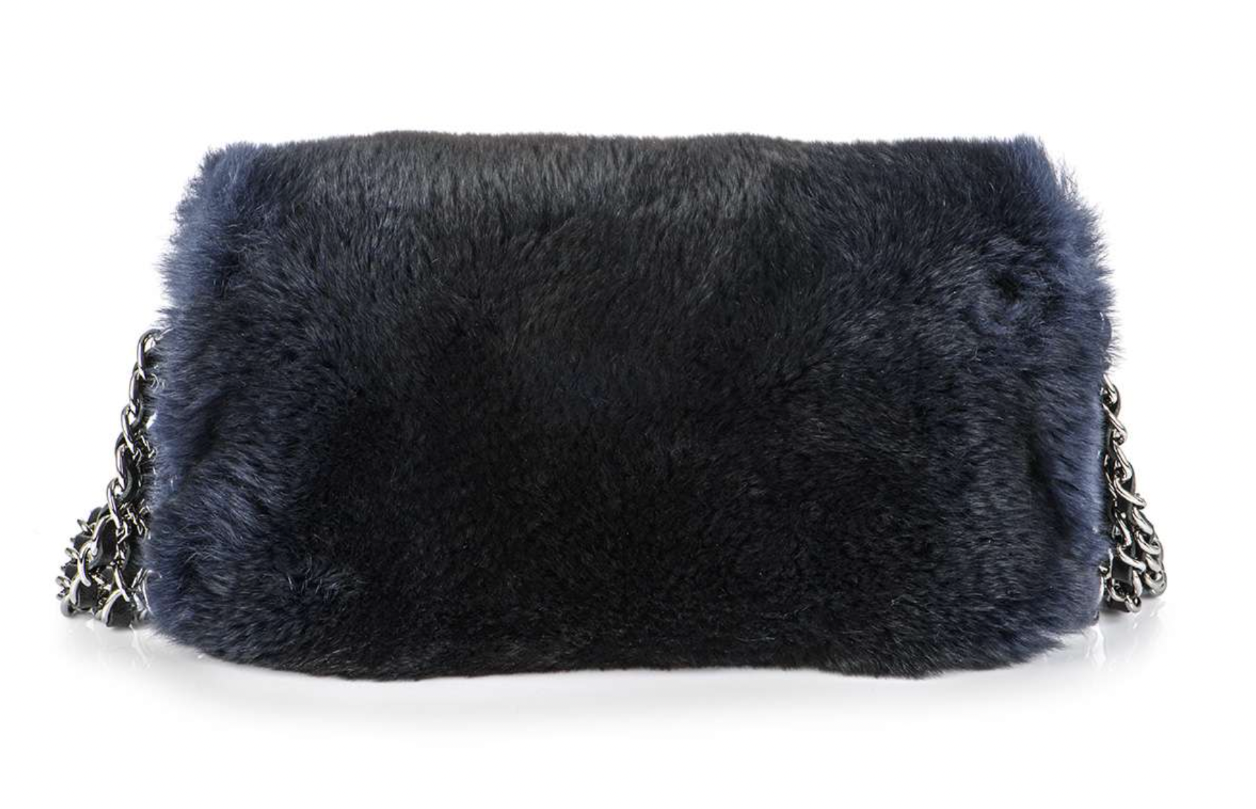 Navy Orylag Fur Flap Bag