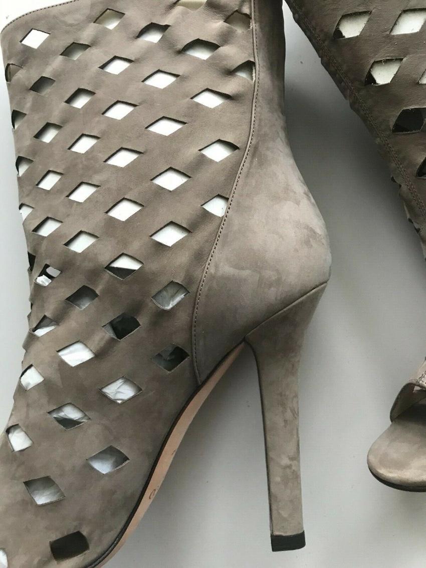 Jimmy Choo Grey Suede Reese Cut-Out Booties
