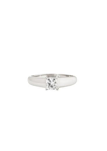 18ct white gold & Princess cut white diamond solitaire ring 54EU