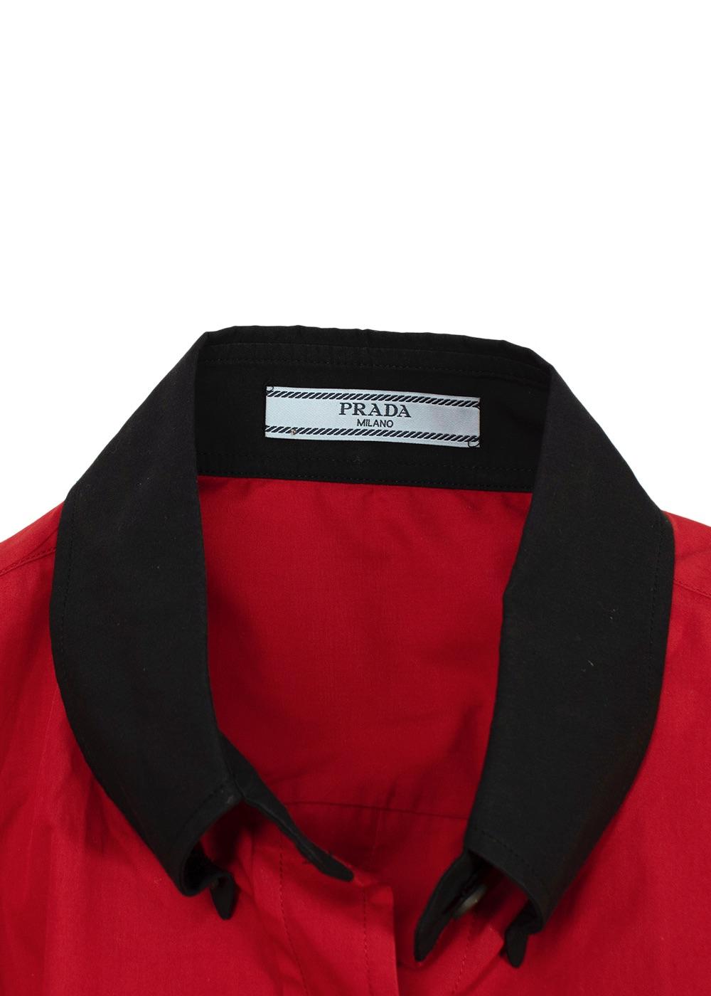 Prada Red Button-down Sleeveless Cotton-poplin Shirt