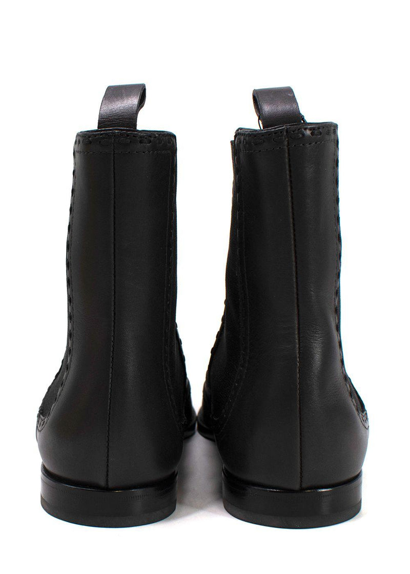 Bottega Veneta Black Brogue Leather Boots