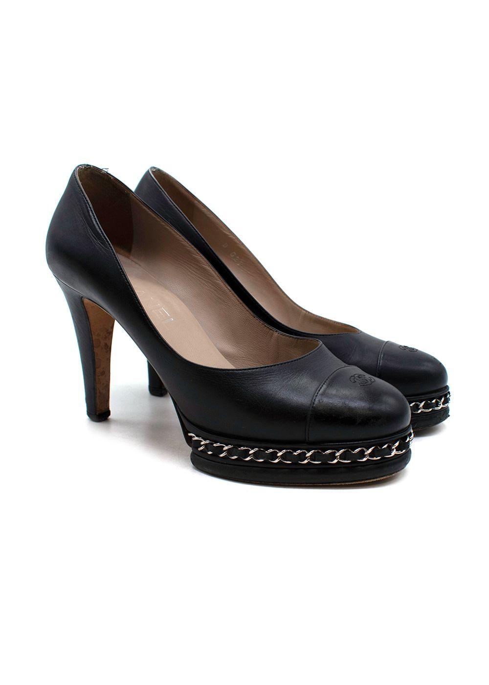 Black Chain Trimmed CC Pumps