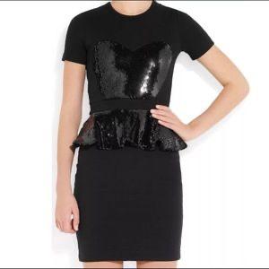 Markus Lupfer Black Sequin-embellished Jersey Mini Dress