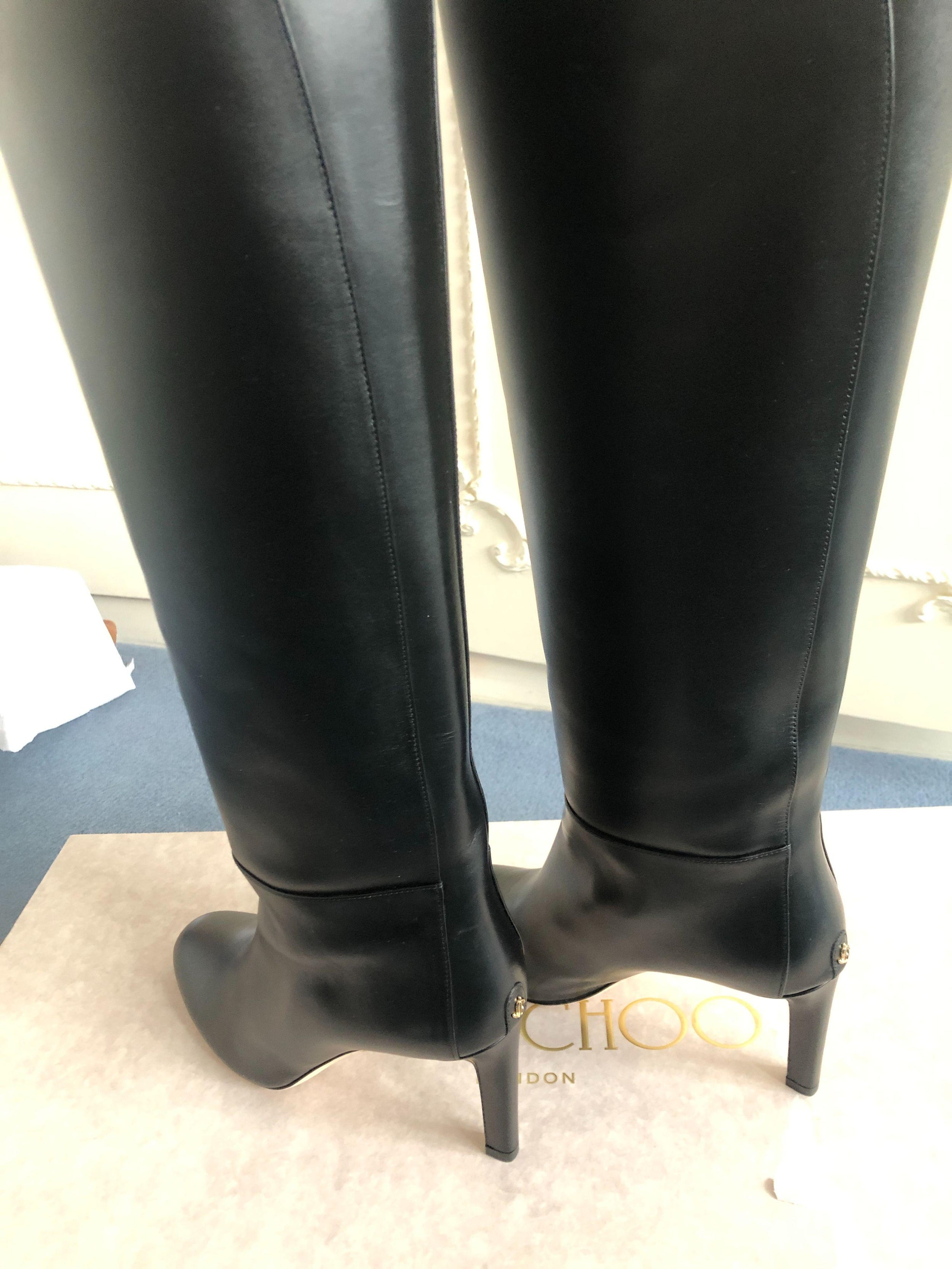 Karter 85 Black Calf Leather Knee-High Boots