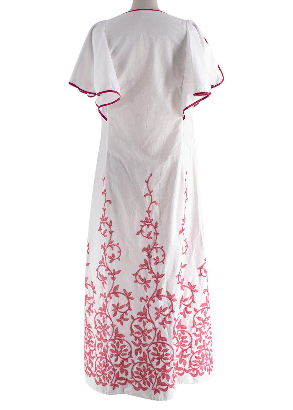 Loretta Caponi Embroidered Cotton Dress