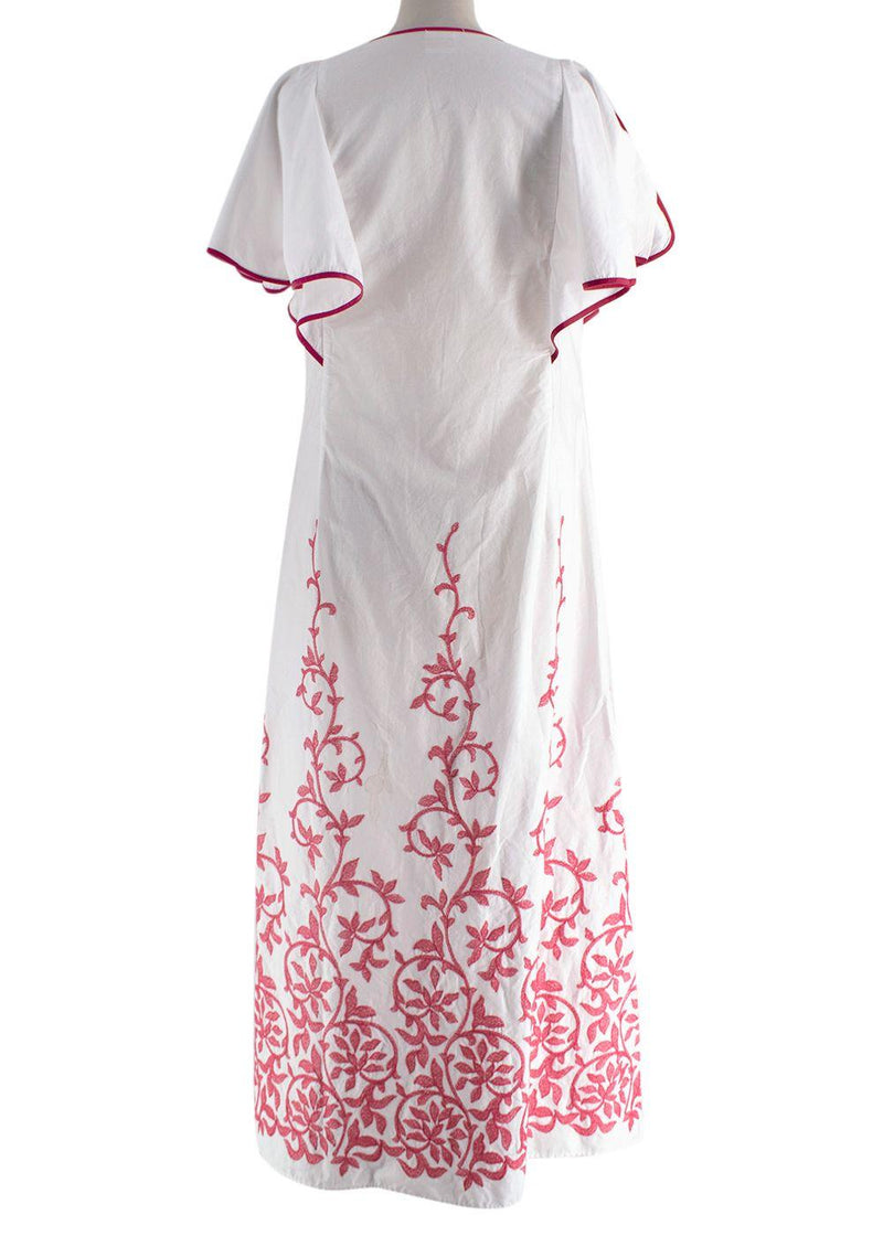 Loretta Caponi Embroidered Cotton Dress
