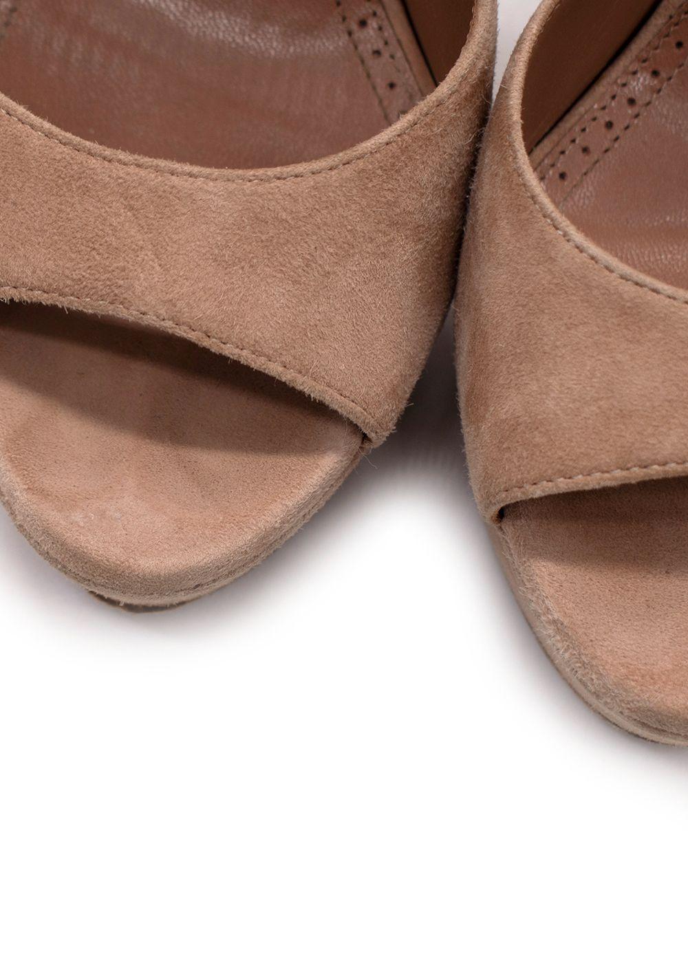 Alaia Beige Suede Platform Sandals