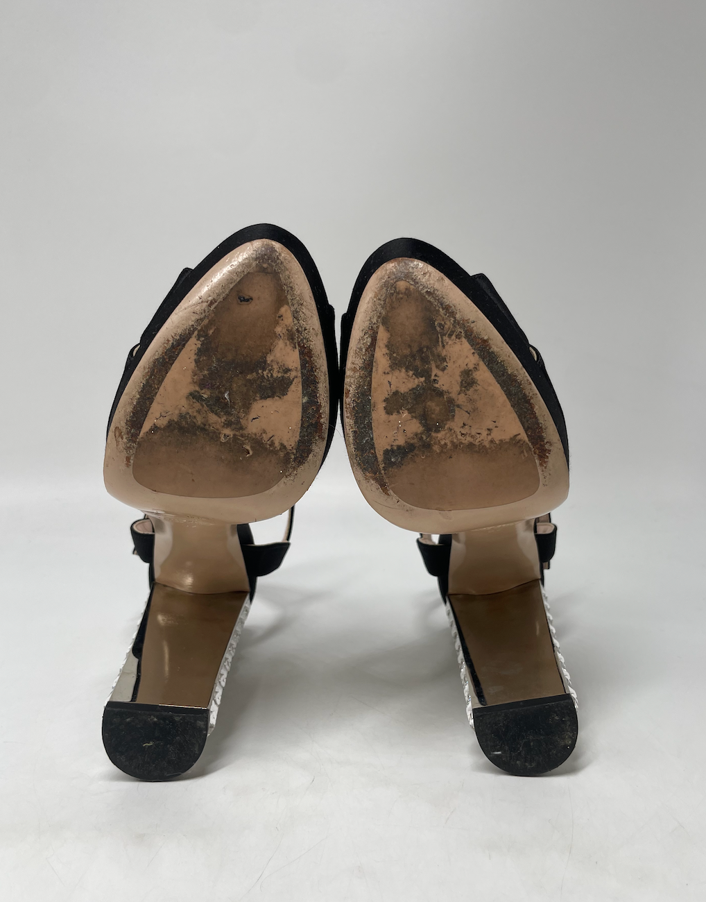Miu Miu Crystal Embellished Heeled Satin Sandals