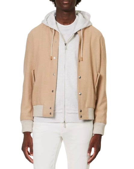 Eleventy Varsity ribbed-trim regular-fit wool jacket