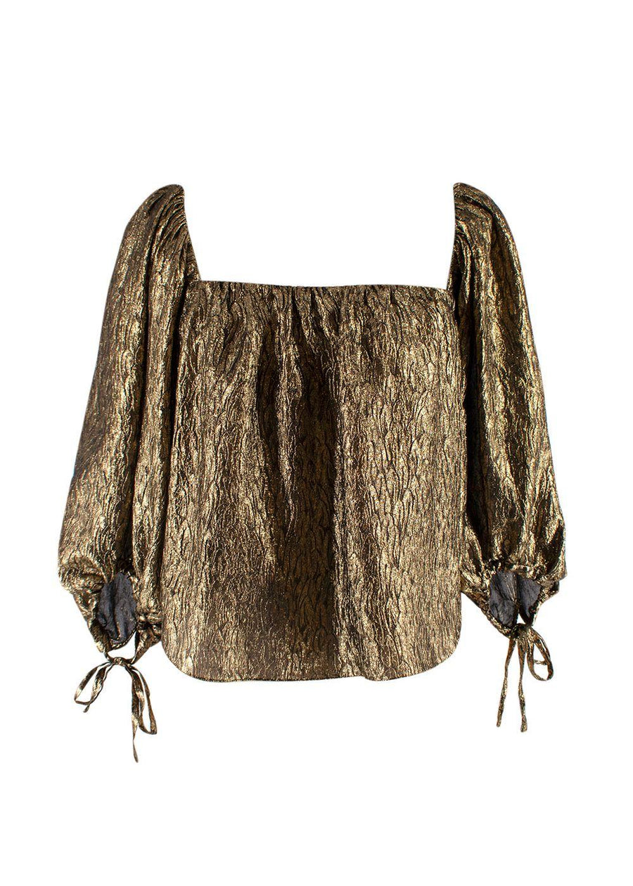 Saint Laurent Metallic Jacquard Silk Blouse