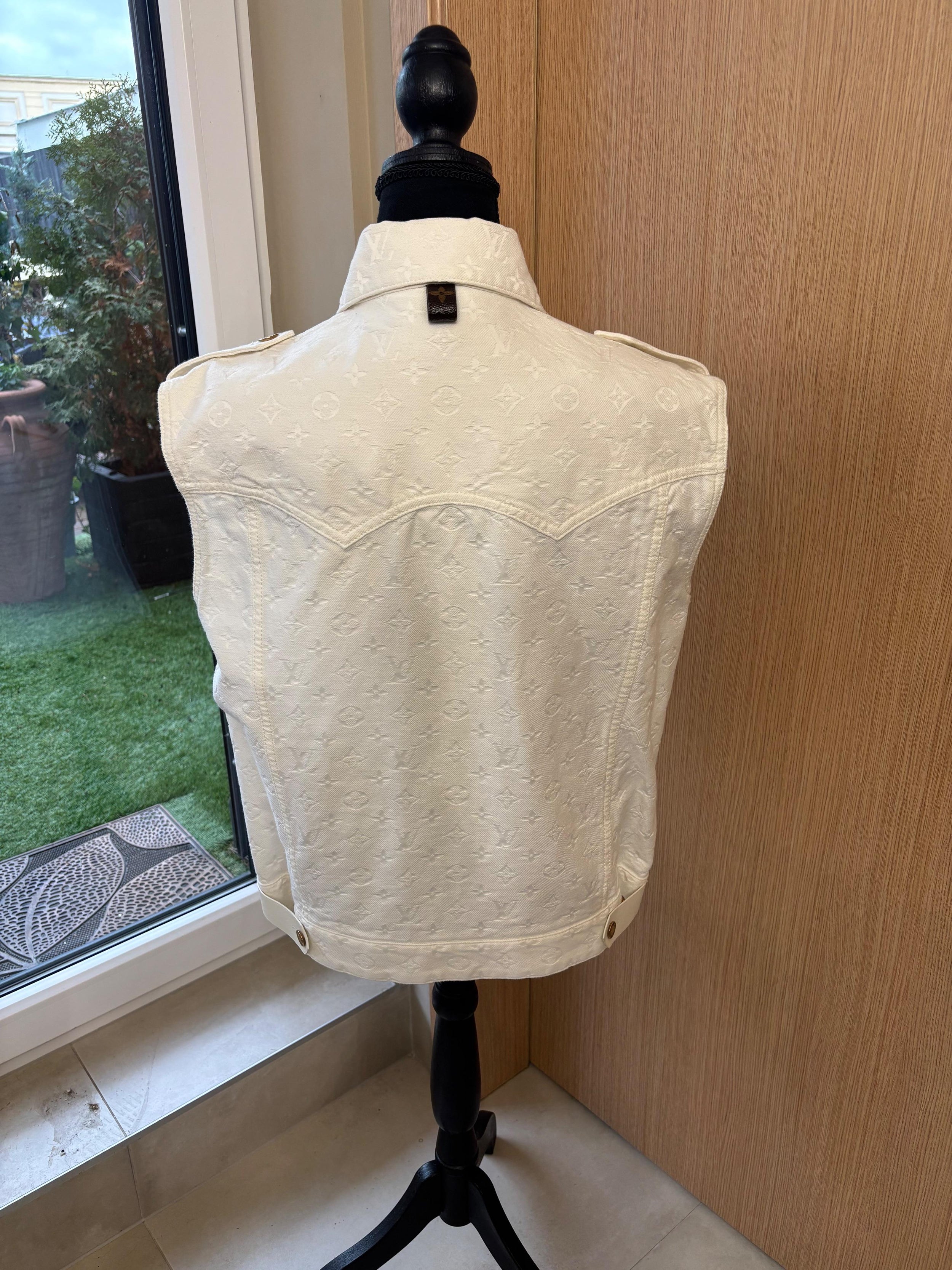 Louis Vuitton White Monogram Sleeveless Denim Jacket
