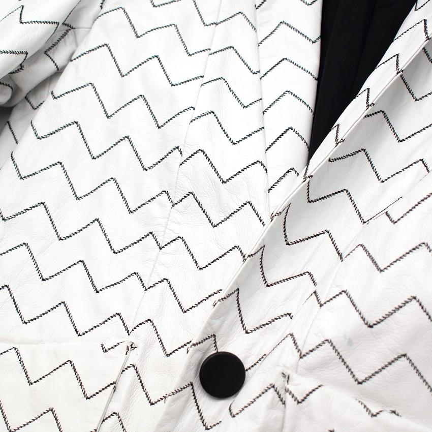 Skiim Magda White Leather Zigzag Blazer