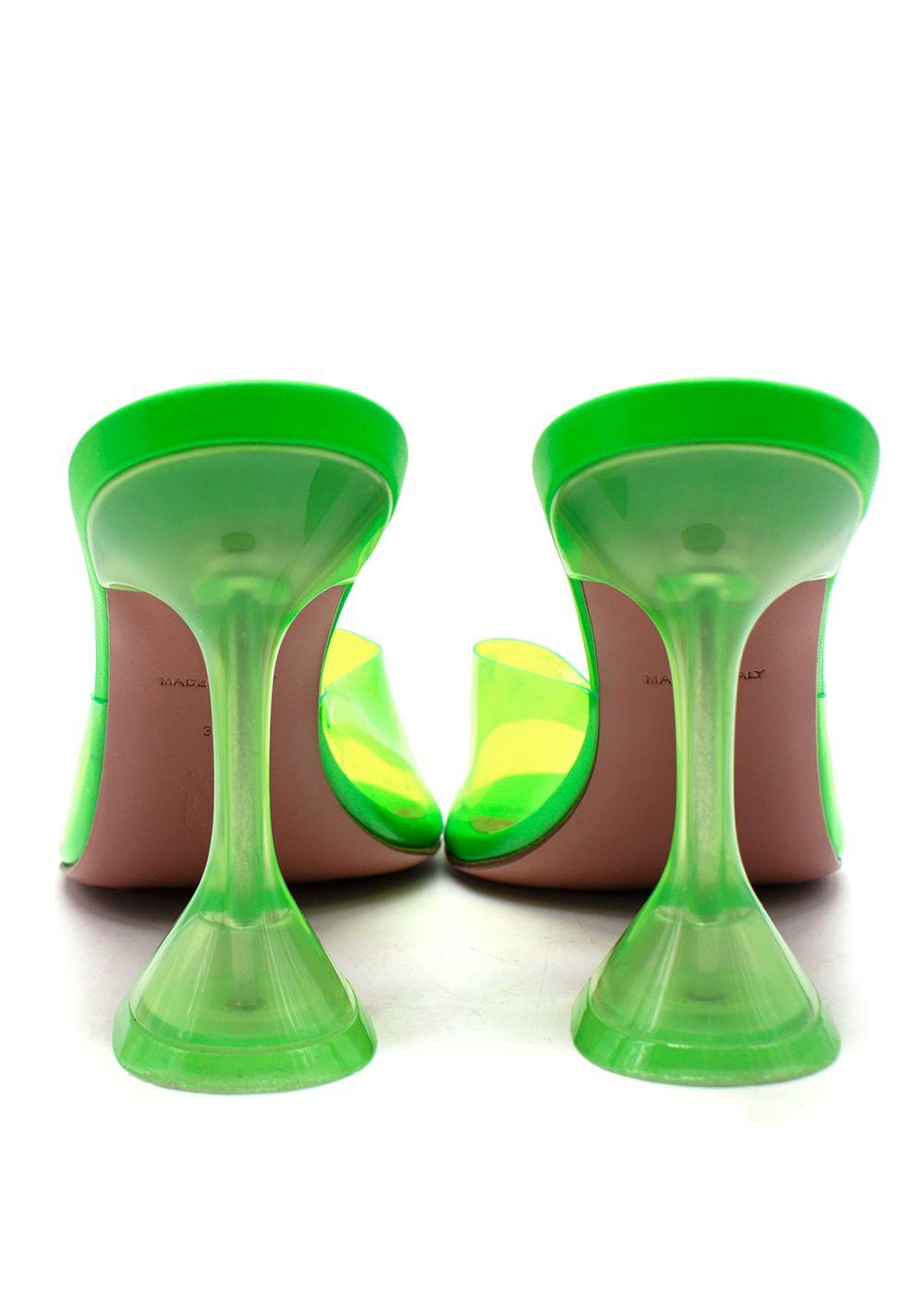 Amina Muaddi Neon Green Lupita PVC Mules