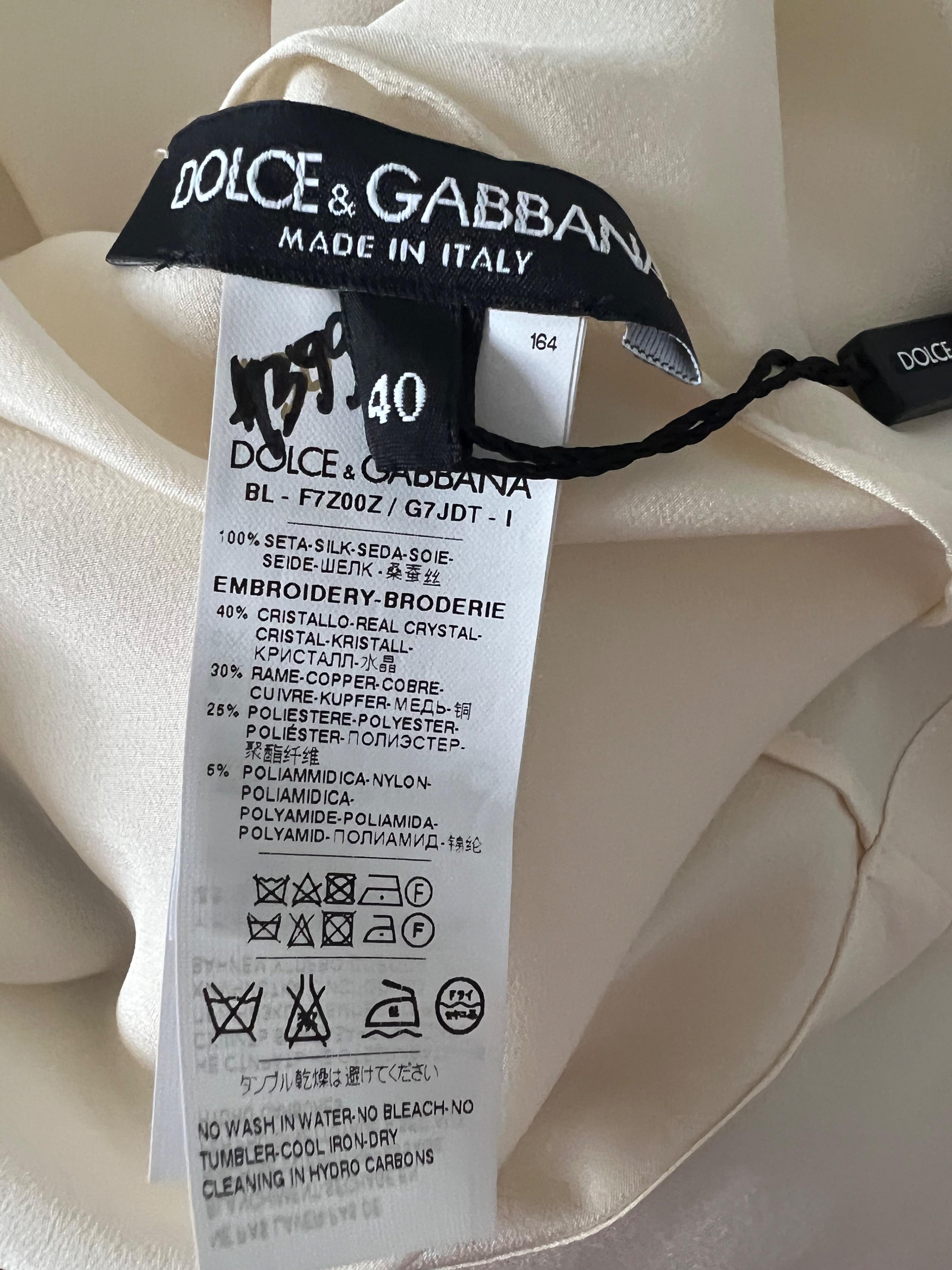 Dolce & Gabbana Cream Embellished Blouse