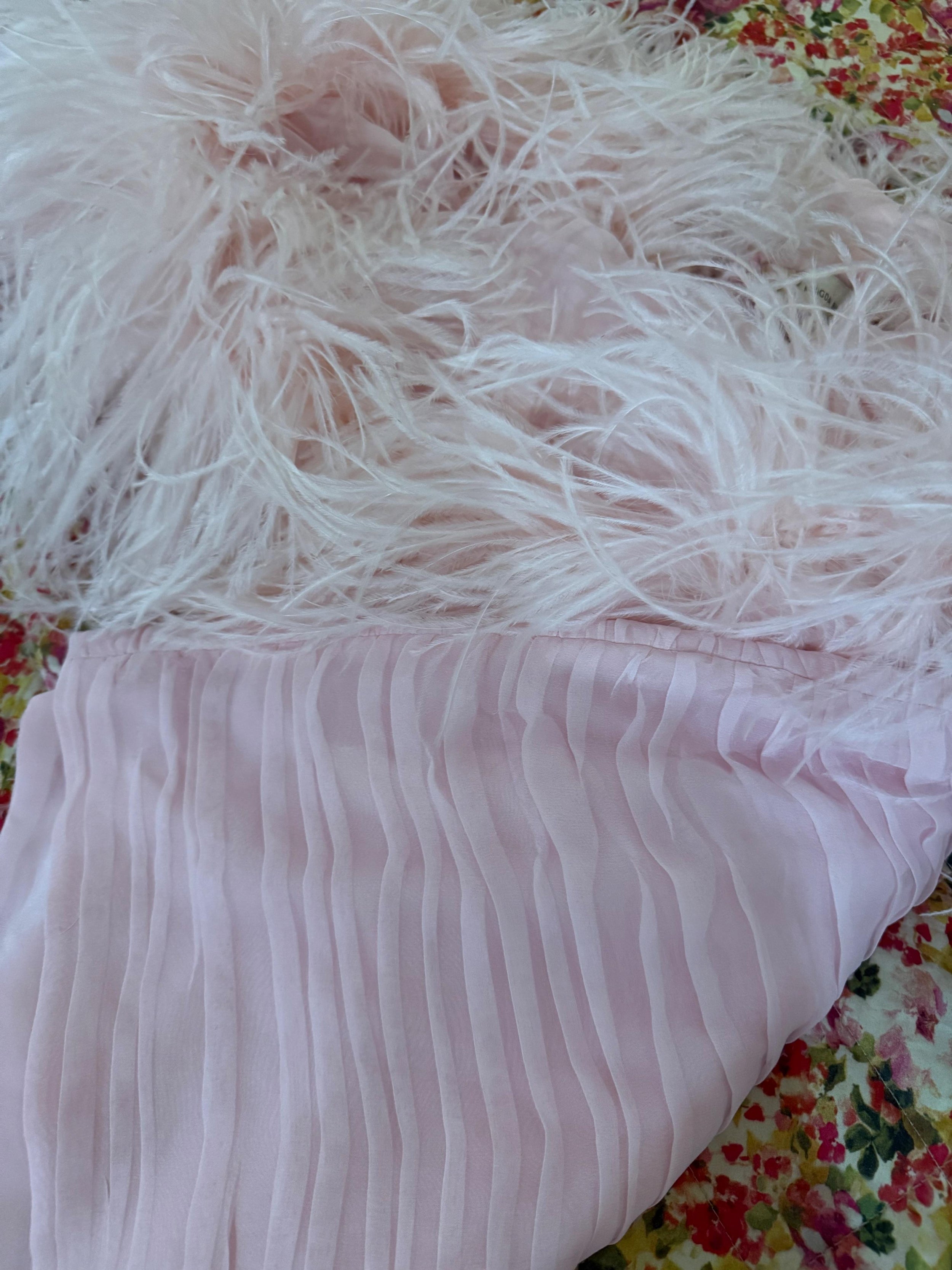 Pink Feather And Silk Mini Dress