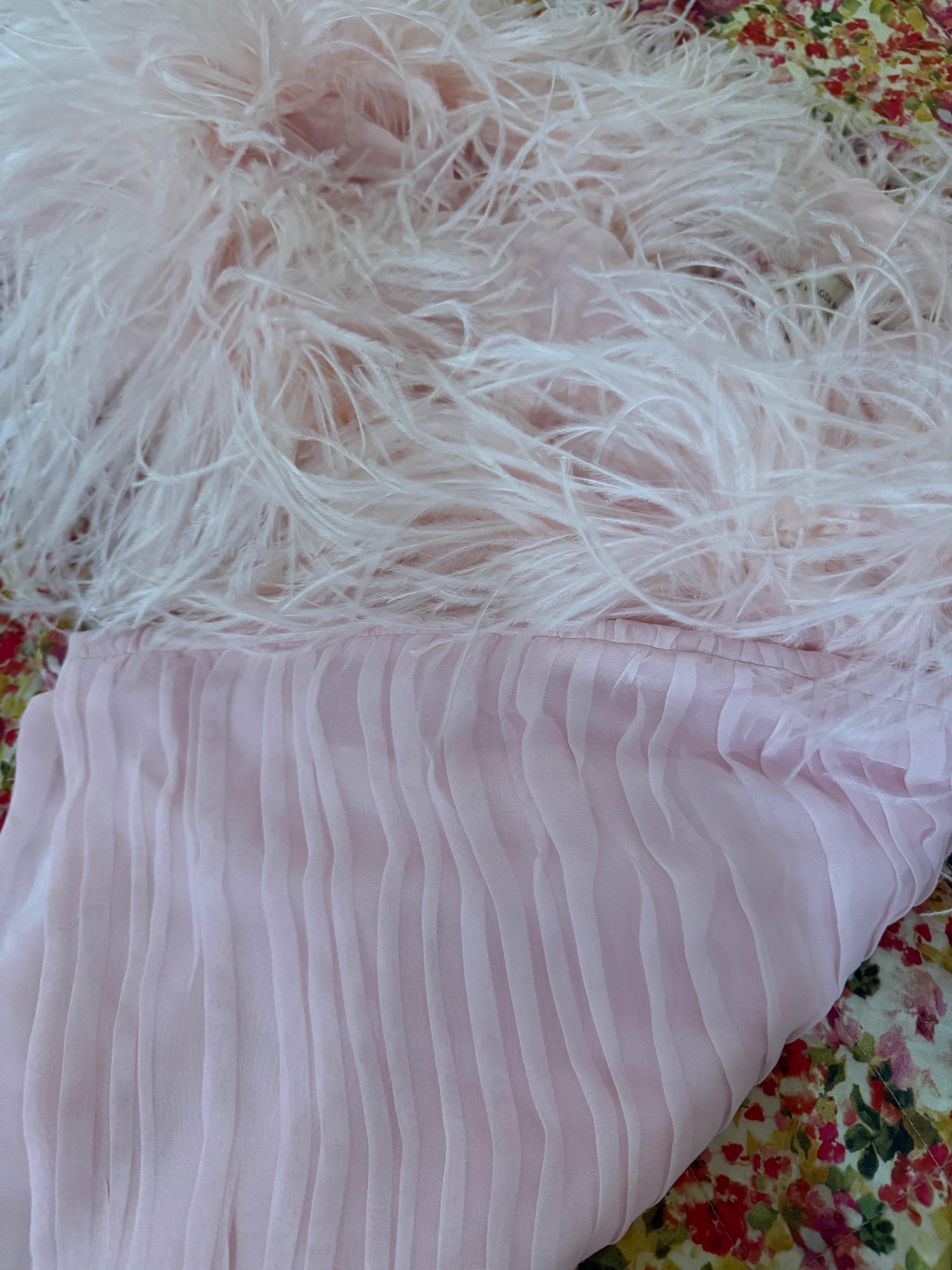 Pink Feather And Silk Mini Dress