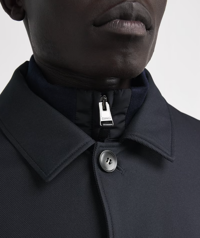 Canali Detachable Hood Overcoat