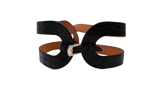 Maison Vaincourt Black crocodile waspie belt 75 - no cites