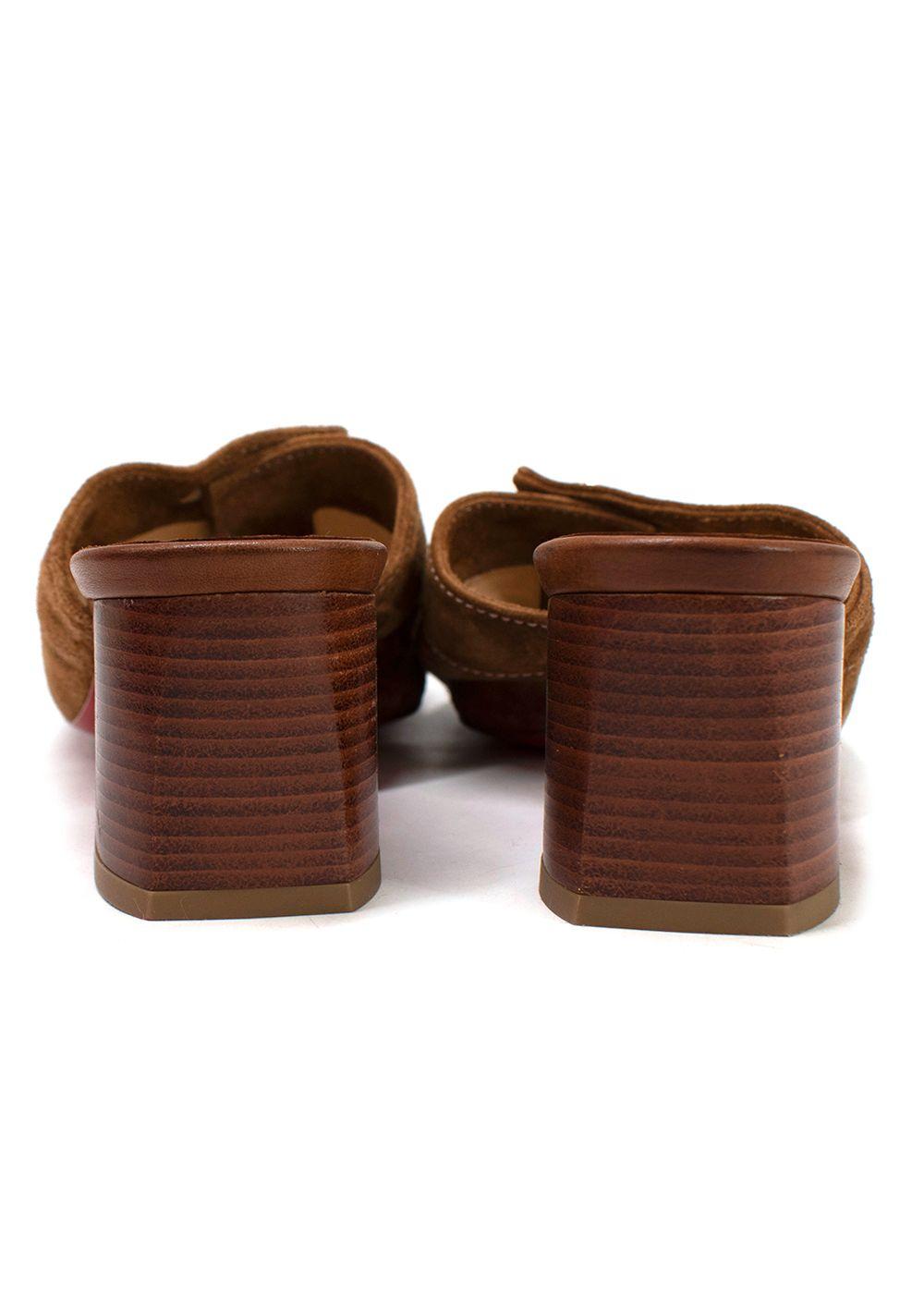 Christian Louboutin Brown Dechirago 55 Safari Suede Mules