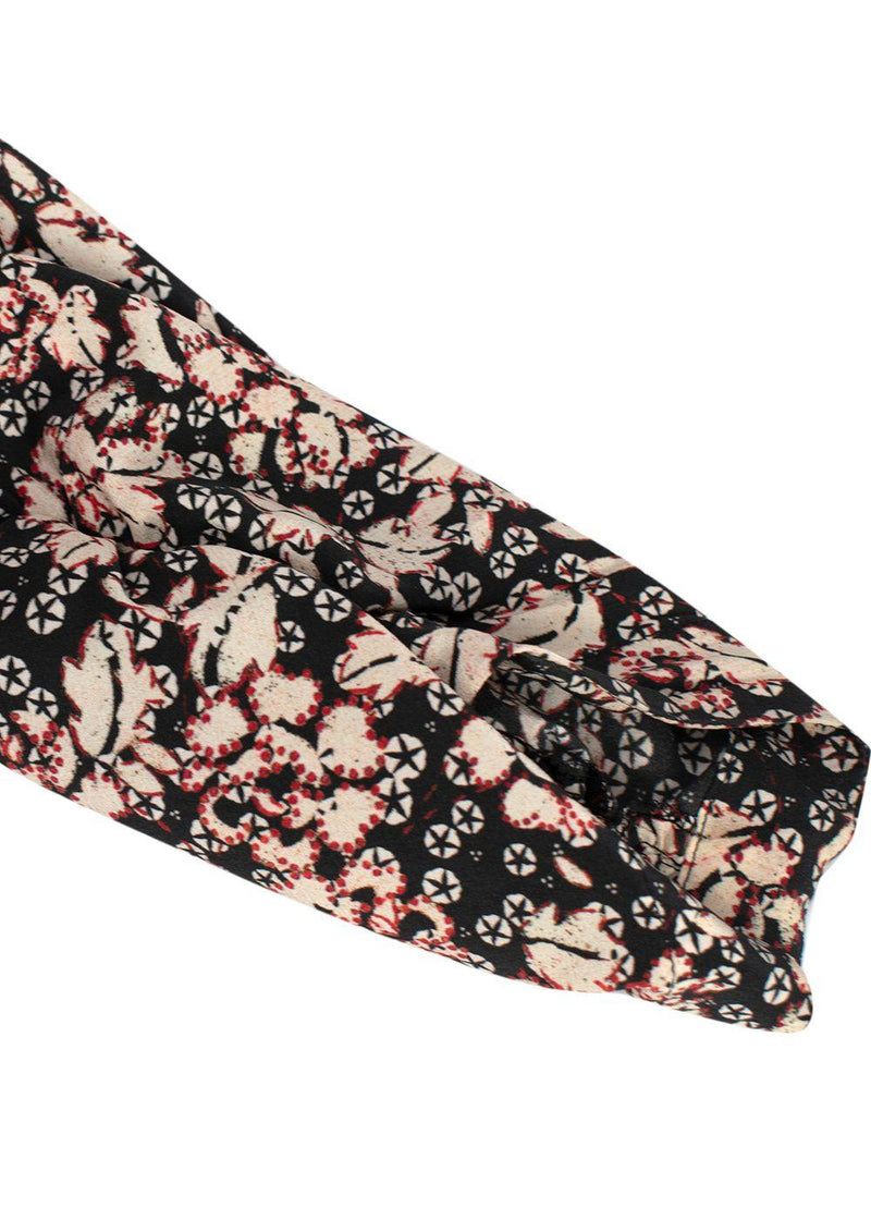 Isabel Marant Black Floral Puff Sleeve Silk Blouse