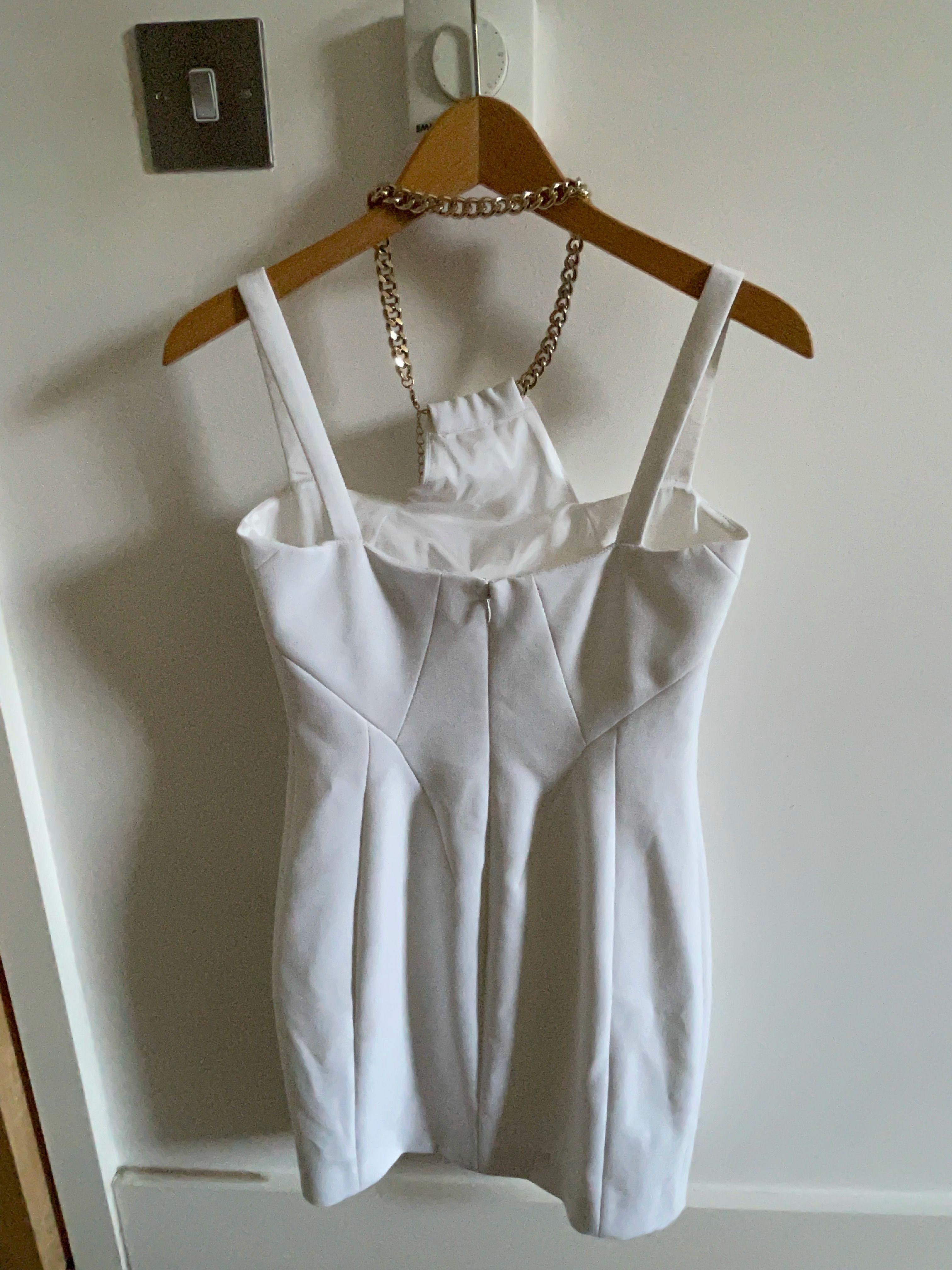 Versace Collection Chain Halter White MIni Dress