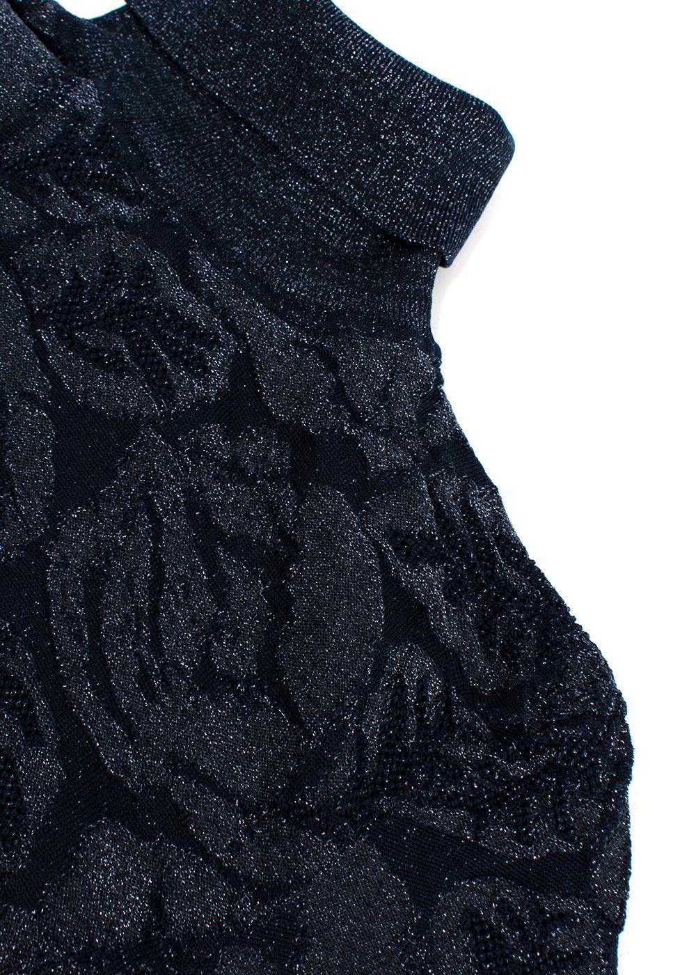 Chloe Navy Metallic Jacquard Knit Turtleneck Sweater