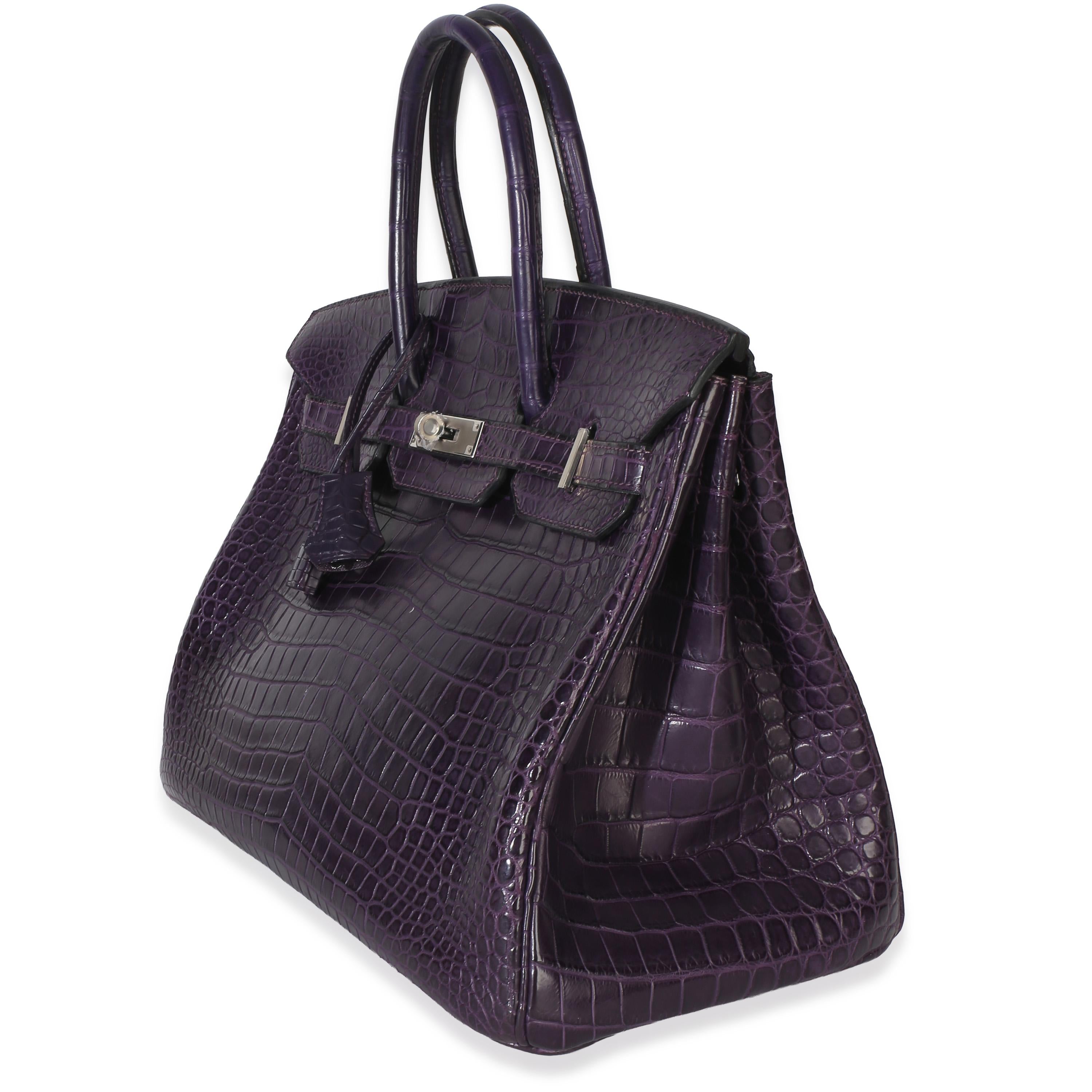 Hermès  Matte Niloticus Amethyst Crocodile Birkin 35 PHW