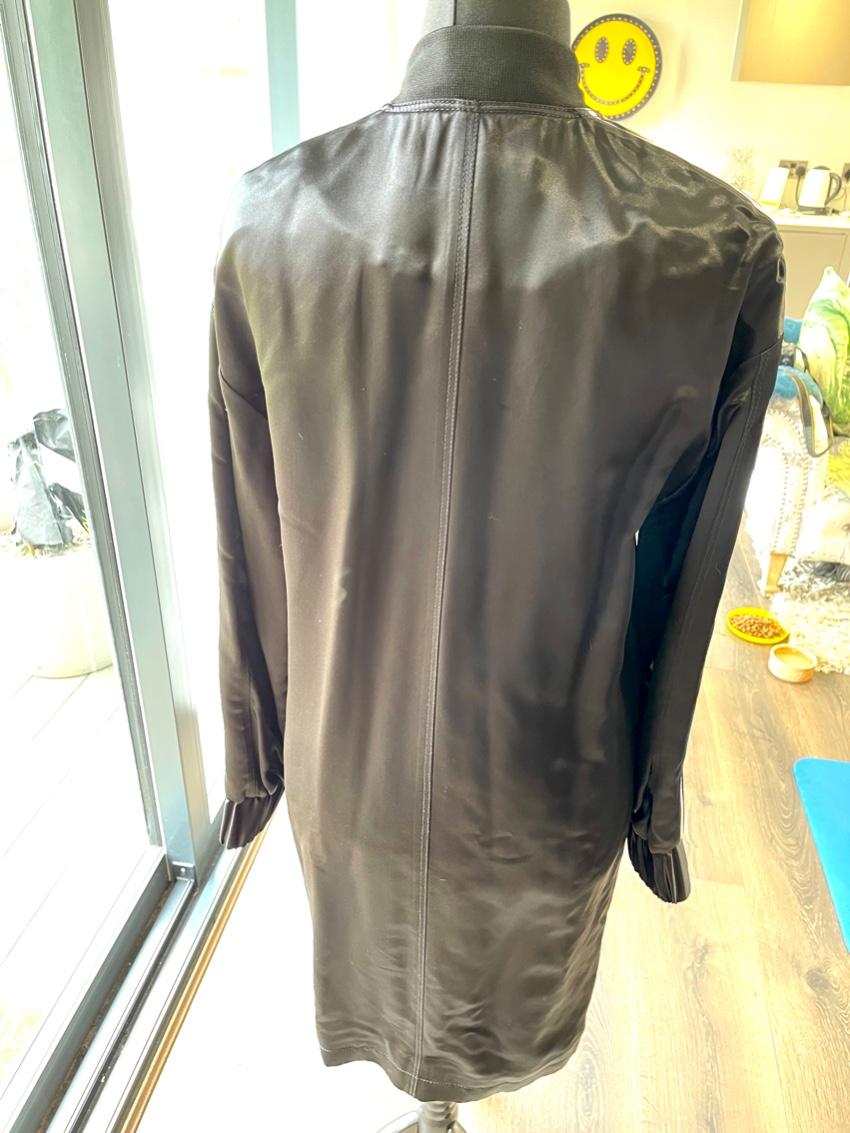 Victoria Victoria Beckham Black Satin Longline Bomber Jacket