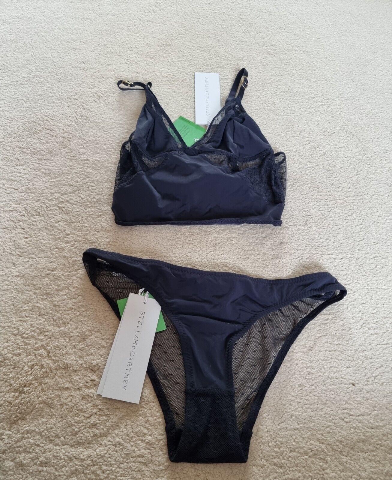Stella McCartney Black Mesh Bralette and Brief Set