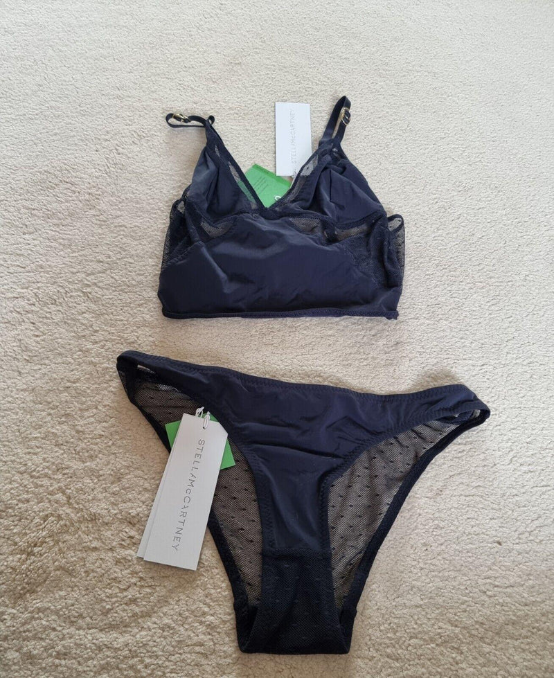 Stella McCartney Black Mesh Bralette and Brief Set