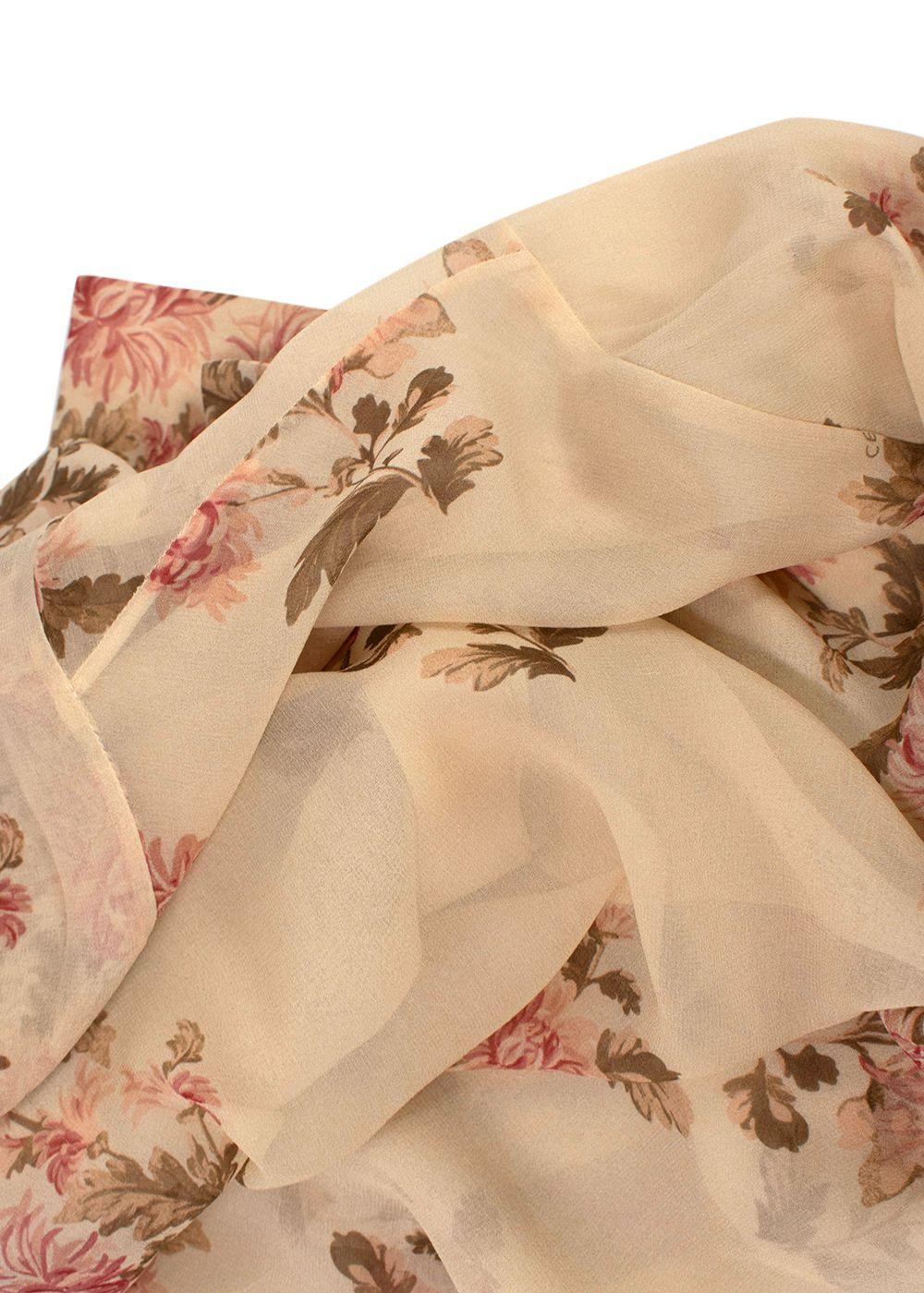 Celine Floral Print Sheer Silk Blouse