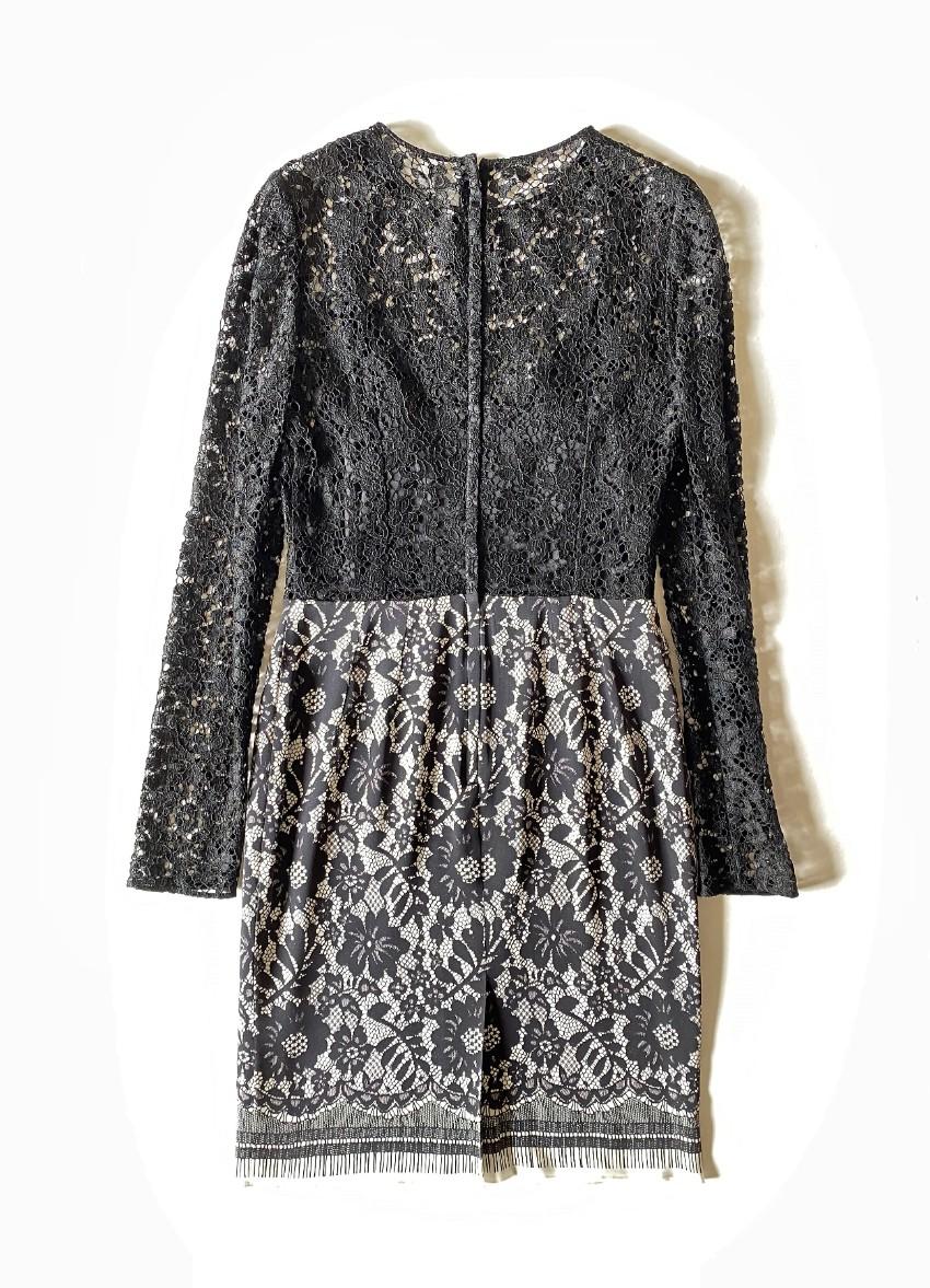 Dolce & Gabbana black & white lace longsleeve dress