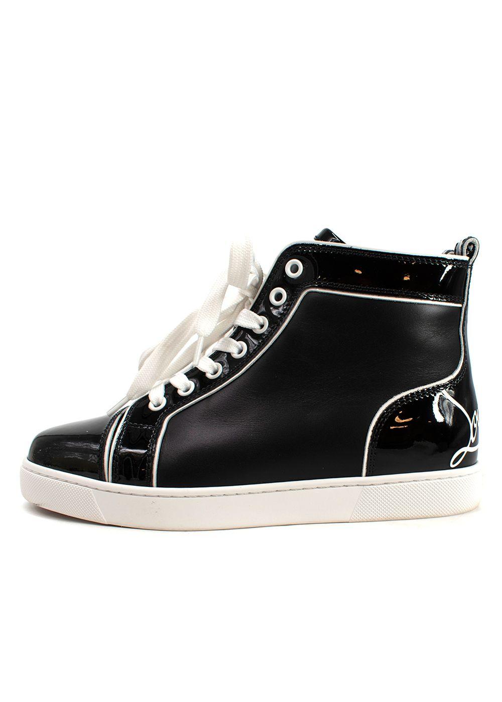 Christian Louboutin Black Patent Leather Fun Louis High top Sneakers