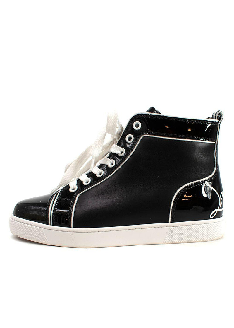 Christian Louboutin Black Patent Leather Fun Louis High top Sneakers