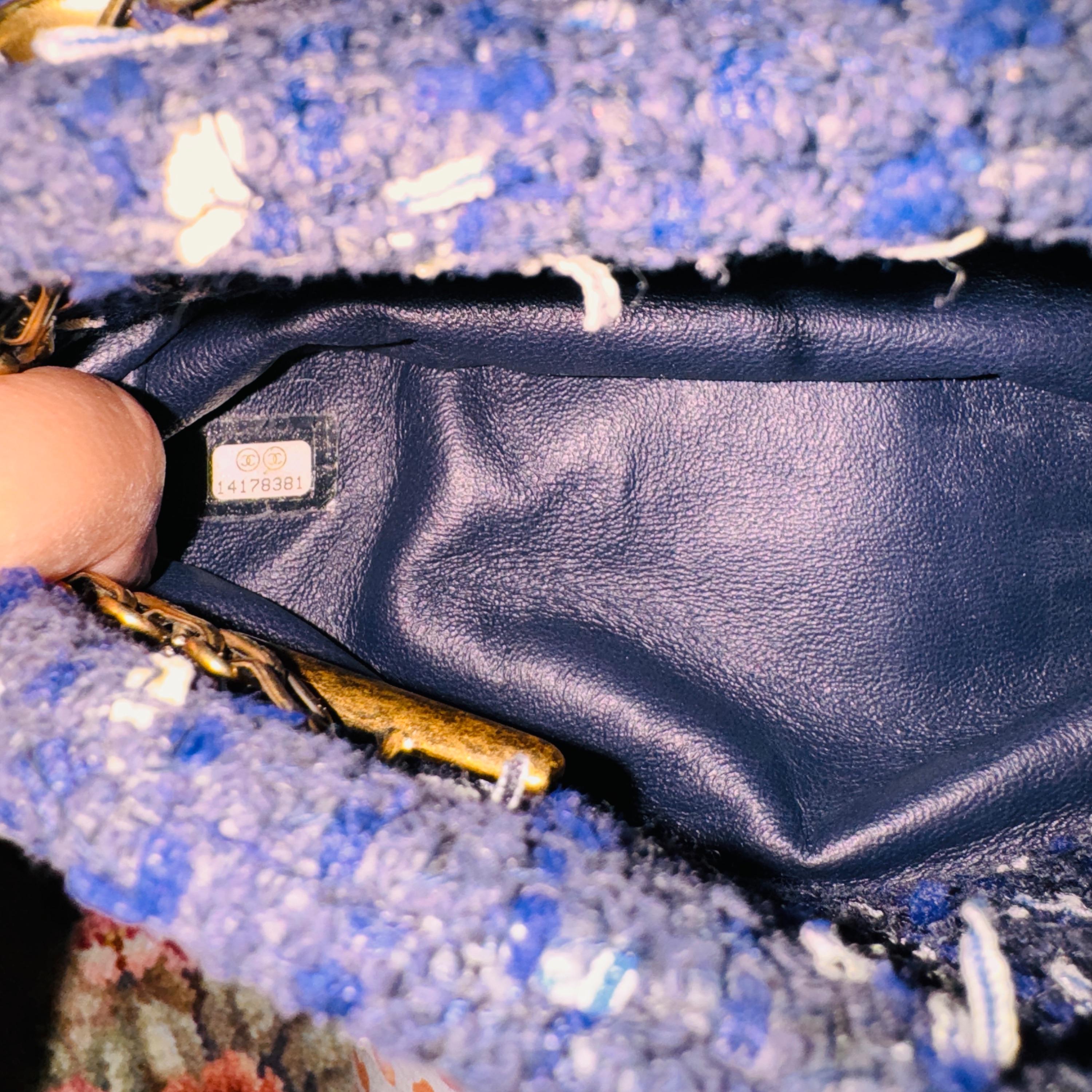Blue Tweed Mademoiselle Shoulder Bag