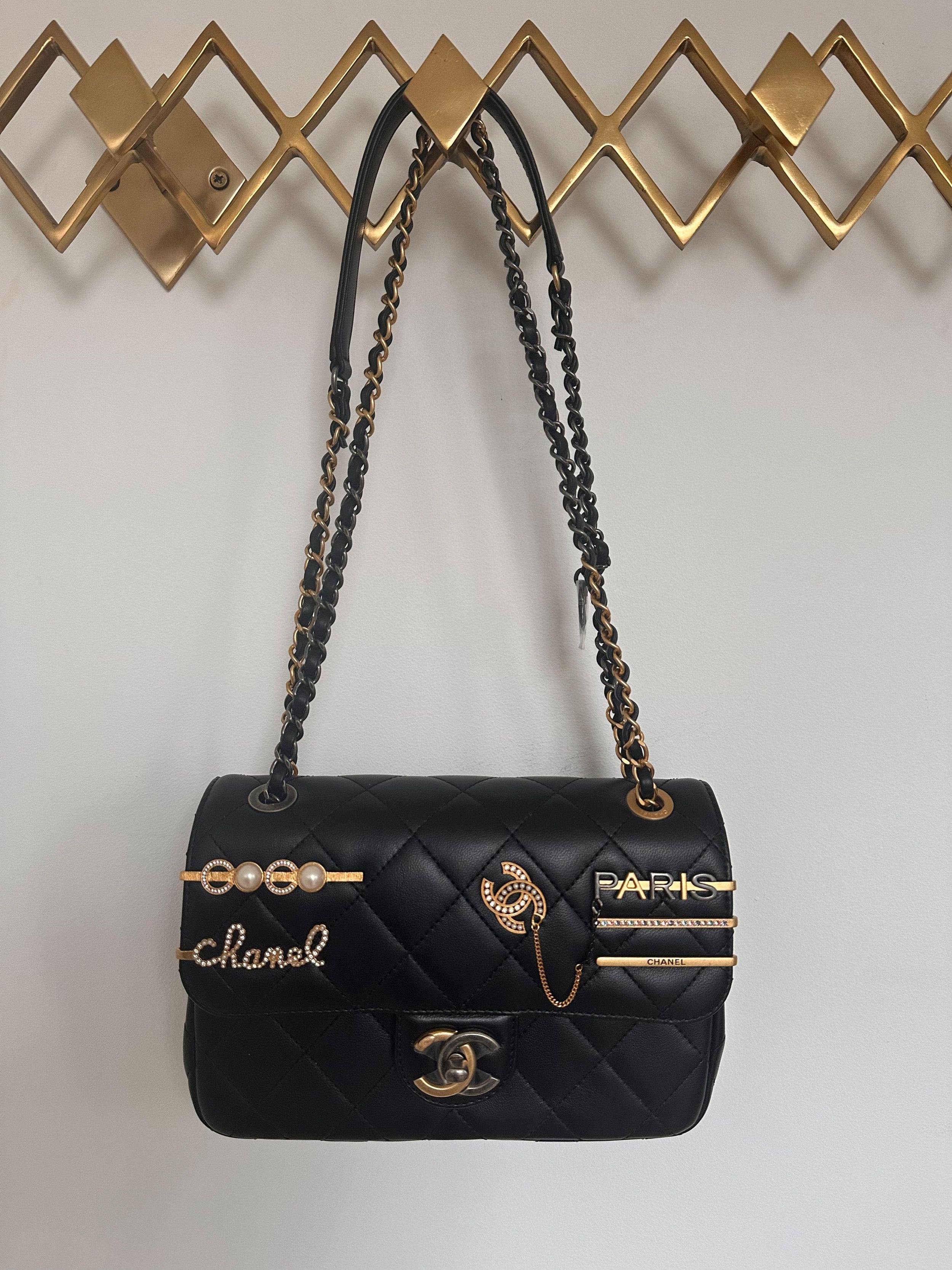 Chanel Collectible Embellished Black Quilted Flap Bag