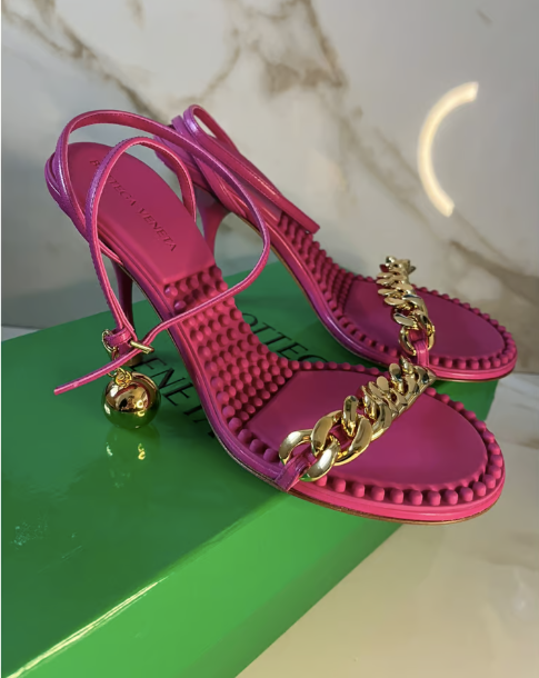 Bottega Veneta Pink Dot Heeled Sandals