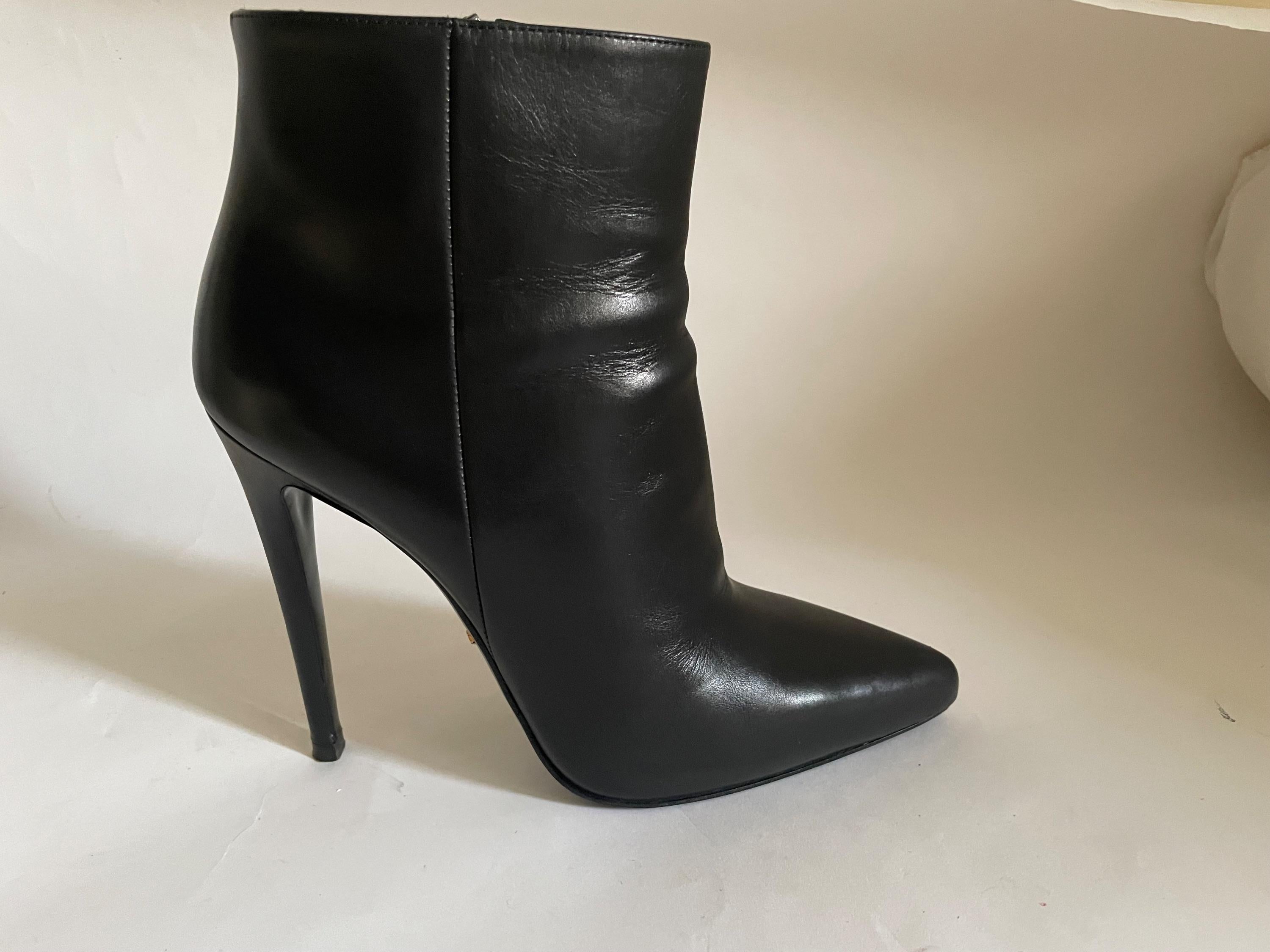 Prada Black Leather Ankle Boots