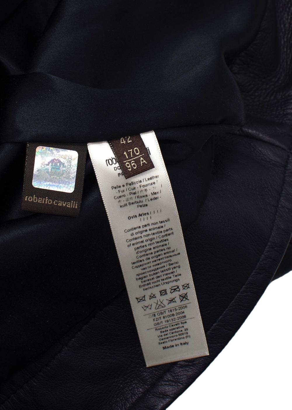 Roberto Cavalli Black Embellished Leather Trucker Jacket