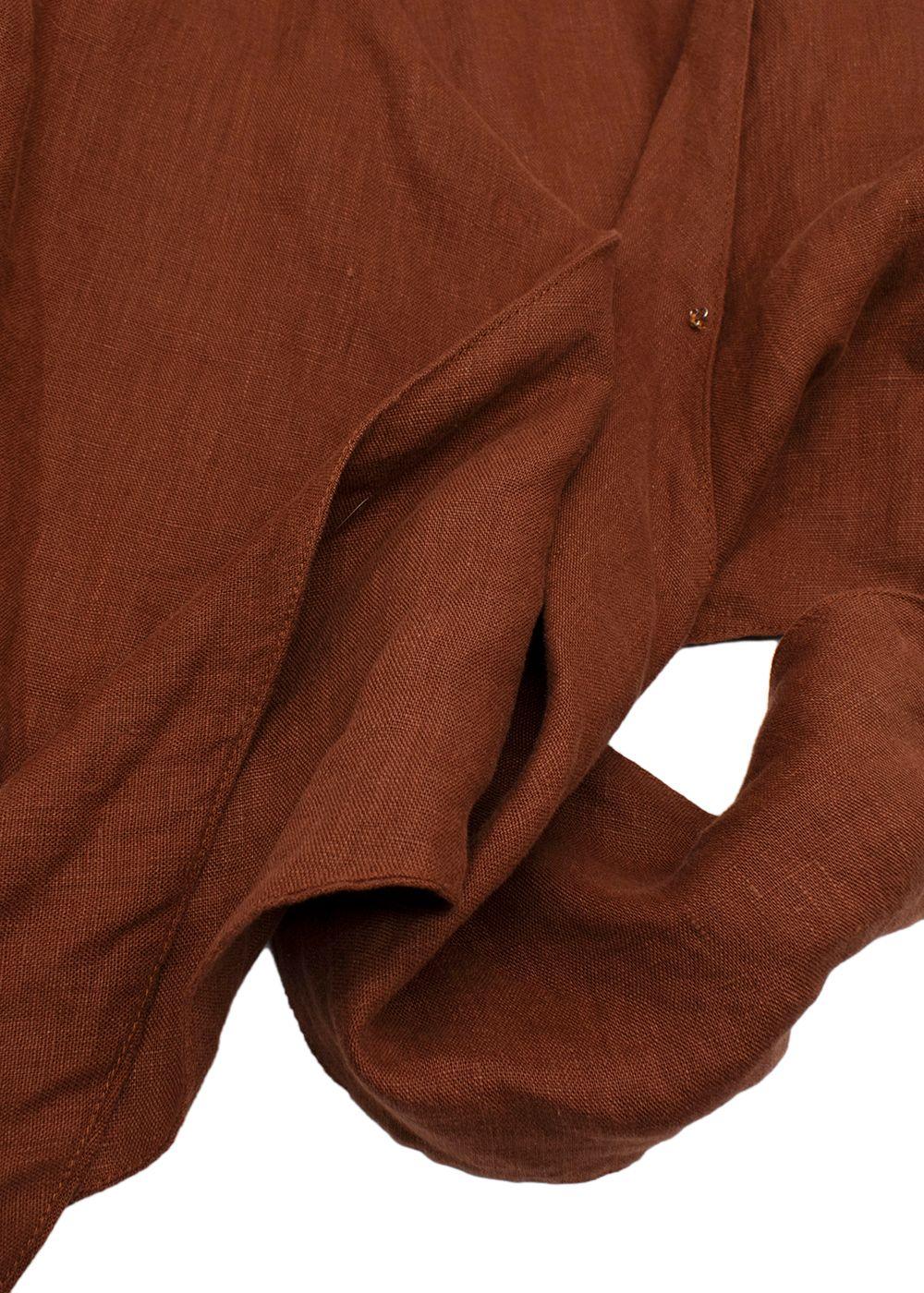 Faithfull The Brand Brown Tie Front Linen Top and Wide Leg Trouser Set