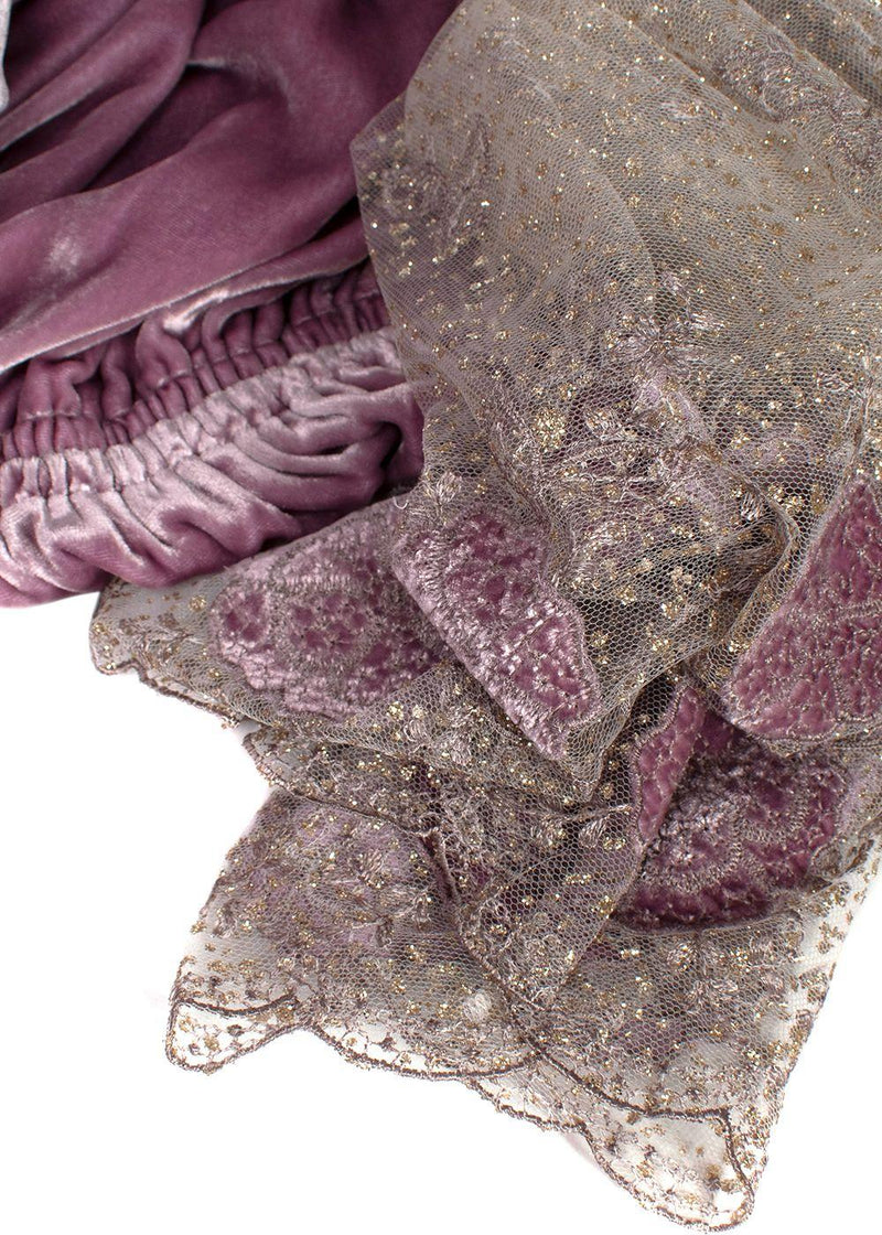 Elegant Embroidery Pink Velvet Wrap Kaftan