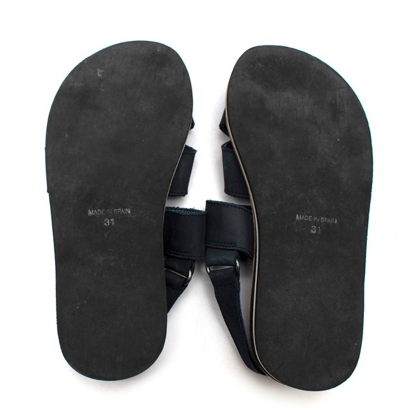 Bonpoint Navy Suede Velcro Sandals