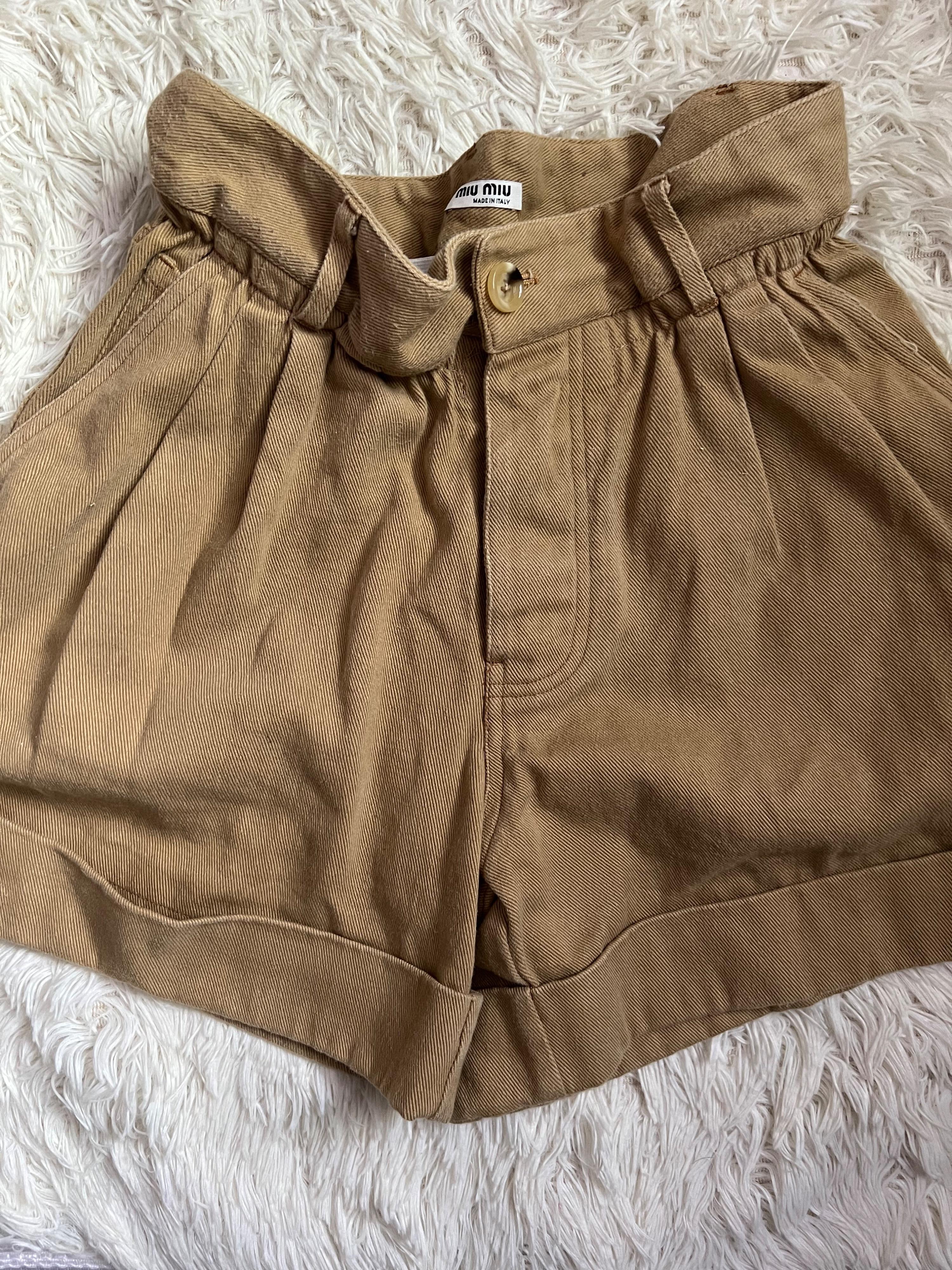 Elasticated Waist Tan Cotton Shorts